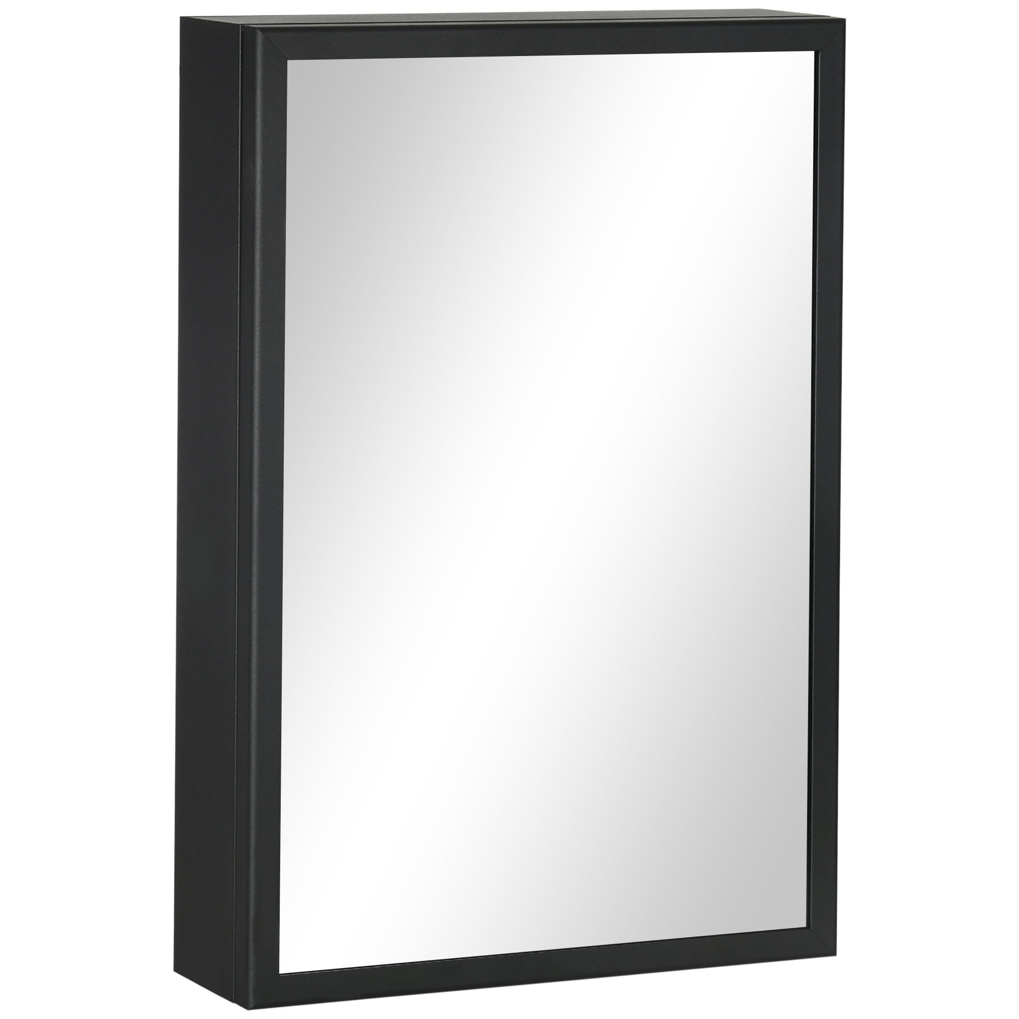 kleankin Bathroom Cabinet with Mirror, Wall Mounted Bathroom Mirror Cabinet with Storage Shelves, 40 x 12 x 60 cm, Black