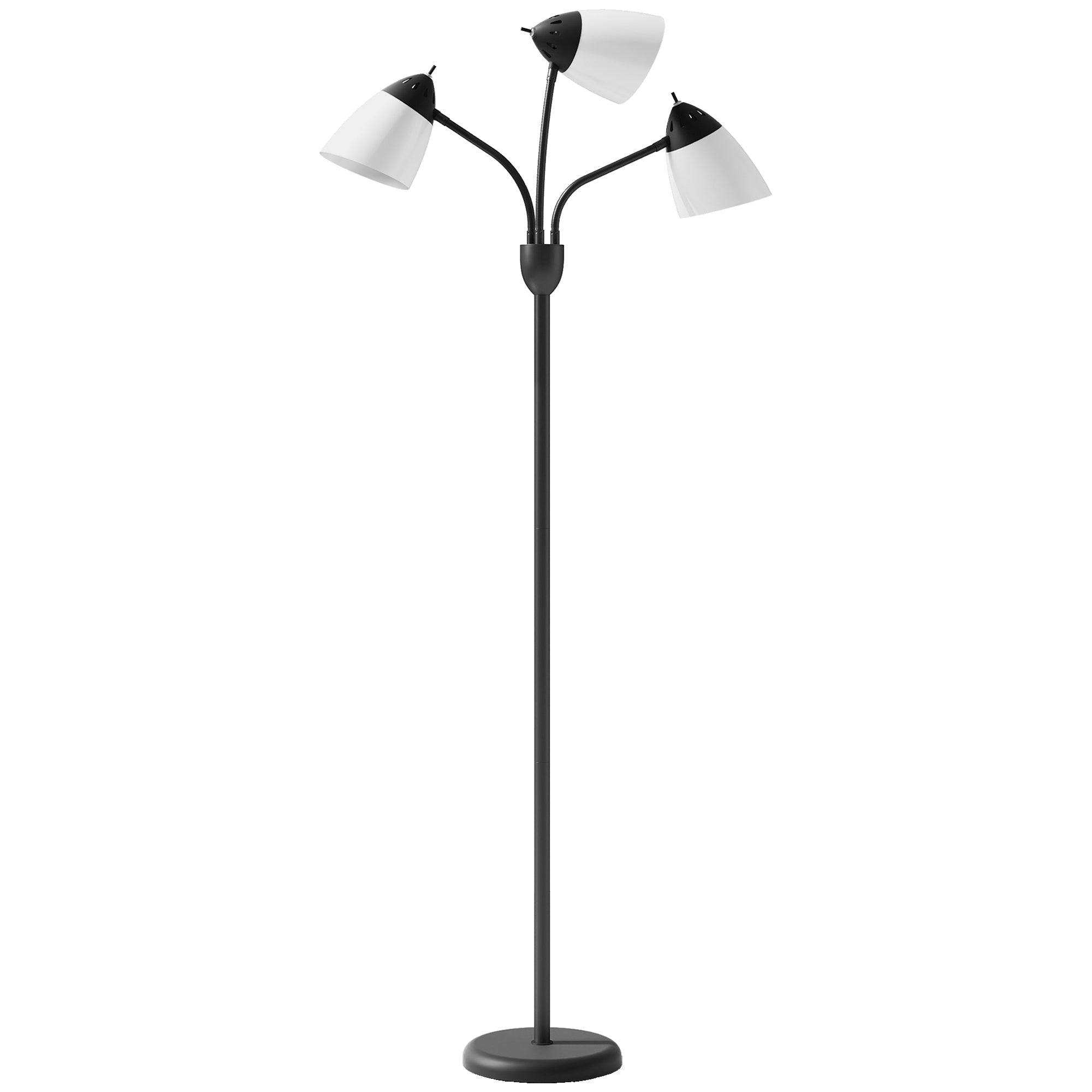 HOMCOM Arc Tree Floor Lamp with 3 Adjustable Rotating Lights and 3000K4500K6500K Colour Temperatures, Industrial Standing Lamp with Steel Frame for Bedroom Living Room, 155cm, Black