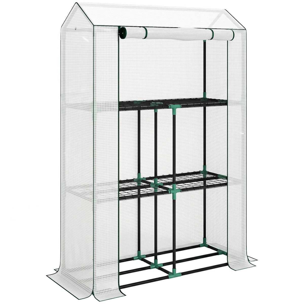 Outsunny 40 x 100cm Three Shelf Steel Frame Greenhouse - White