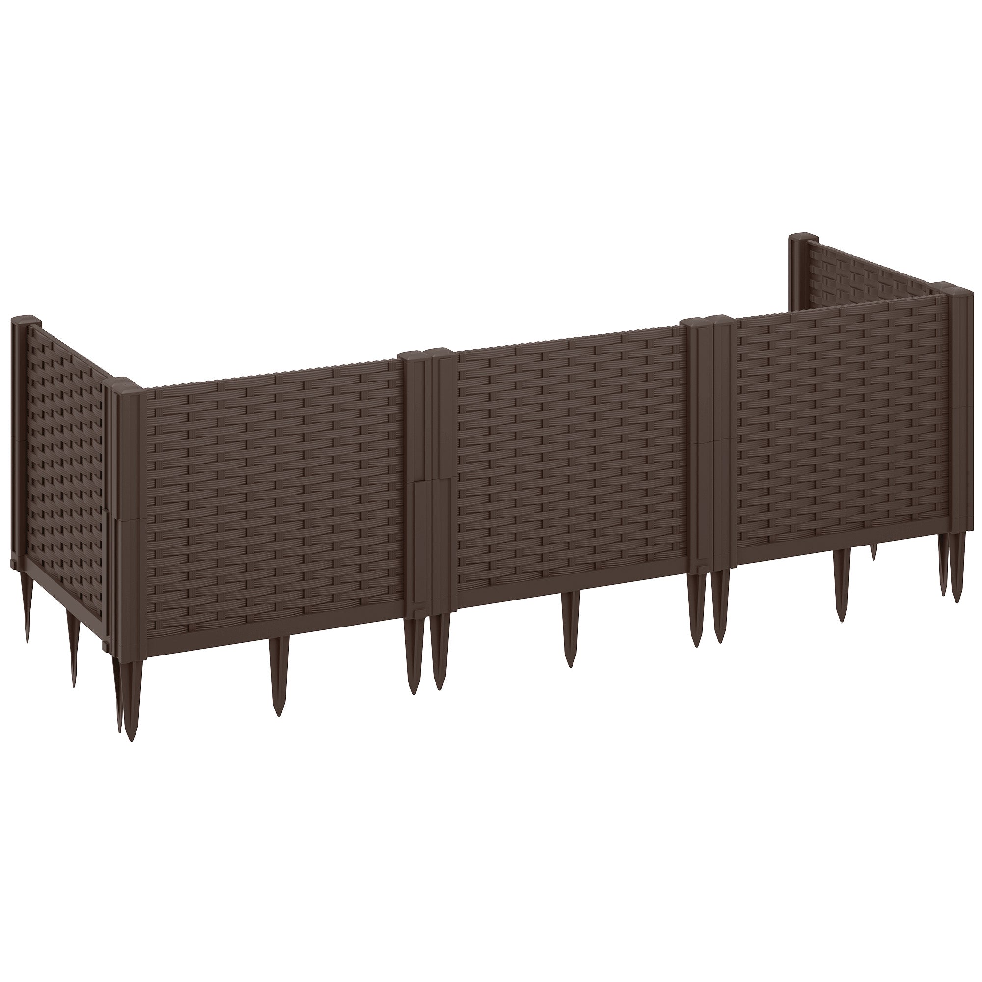 Outsunny Plastic Raised Garden Bed, Modular Planter Box Kit, Garden Fence Edging Border for Flowers, Vegetables, Herbs, Brown - North Peak Garden Furniture