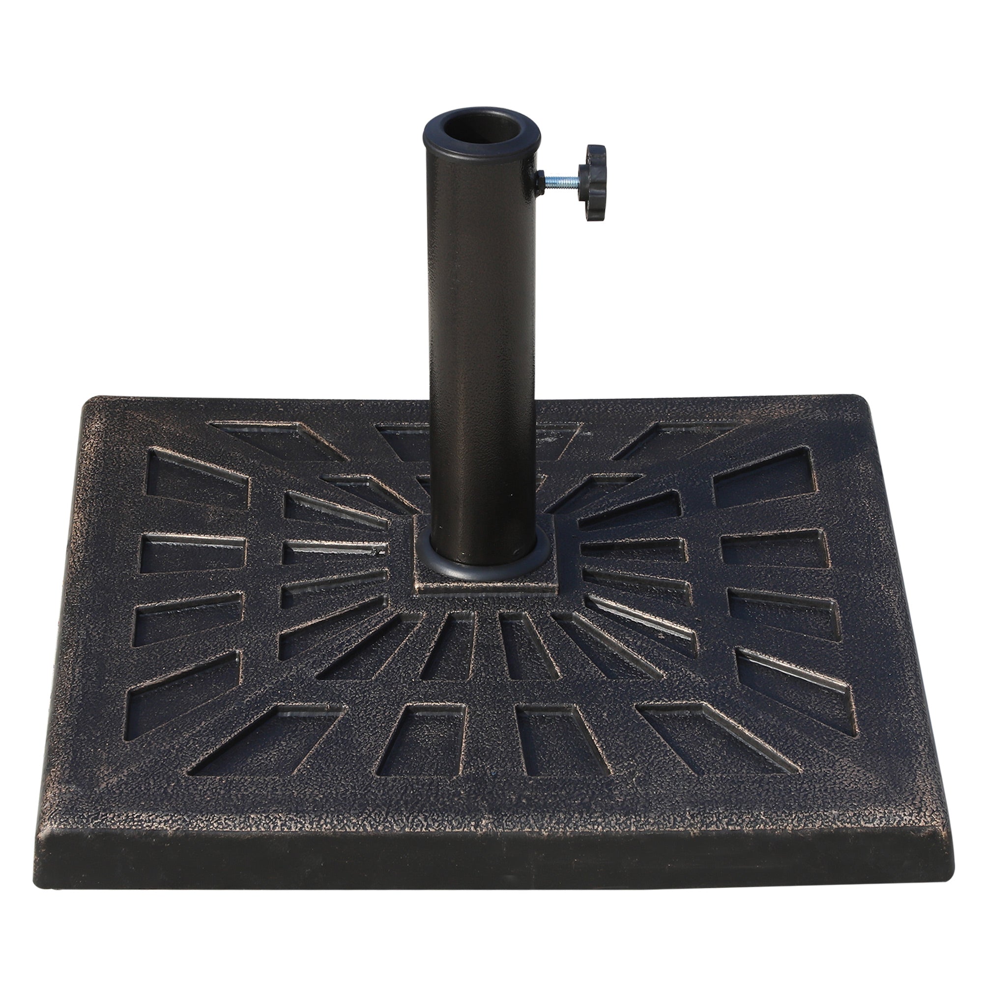 Outsunny 15kg Resin Durable Patterned Colophony Garden Patio Square Umbrella Stand Base Stand Bronze - North Peak Garden Furniture