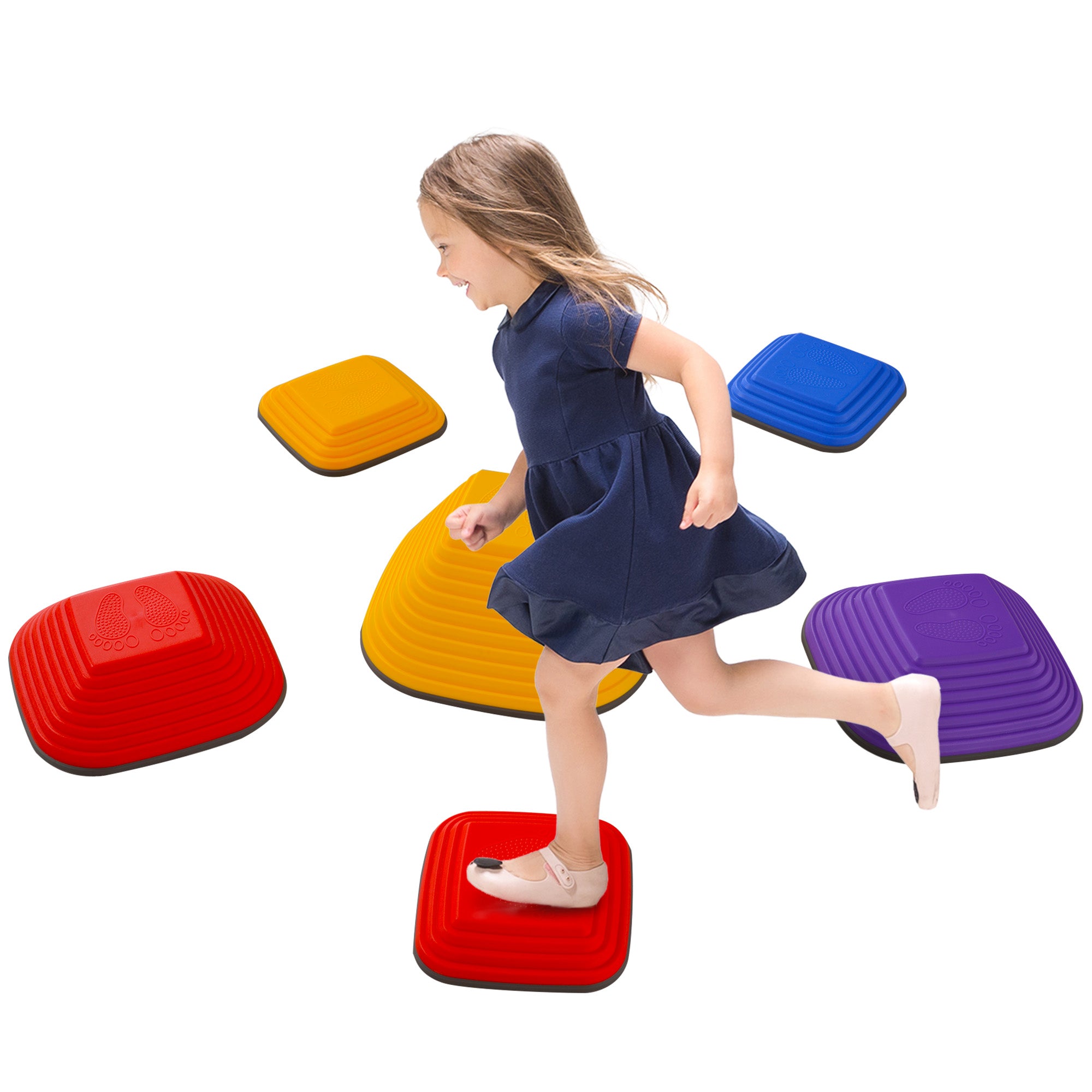 AIYAPLAY Balance Stepping Stones for Kids, 6PCs Non-Slip Stackable River Stones, Obstacle Courses for Balance & Motor Skills - North Peak Garden Furniture