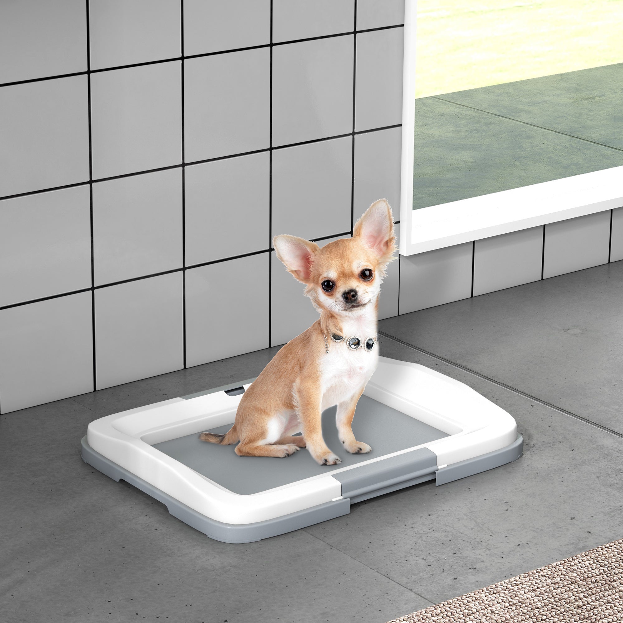 PawHut Dog Toilet Tray for Training Dogs, Dog Litter Tray for Indoor, Outdoor, 47 x 34 x 6cm - North Peak Garden Furniture