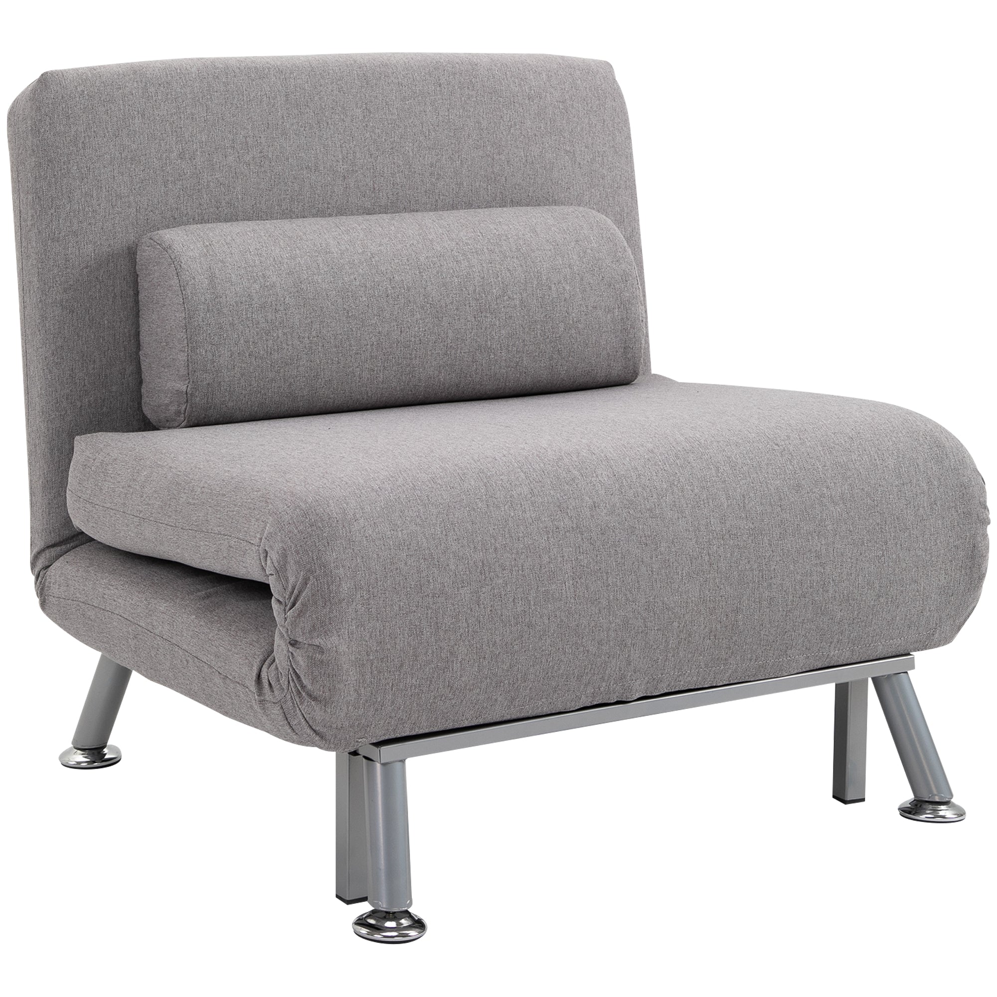 HOMCOM Adjustable Back Futon Sofa Chair - Grey - North Peak Garden Furniture