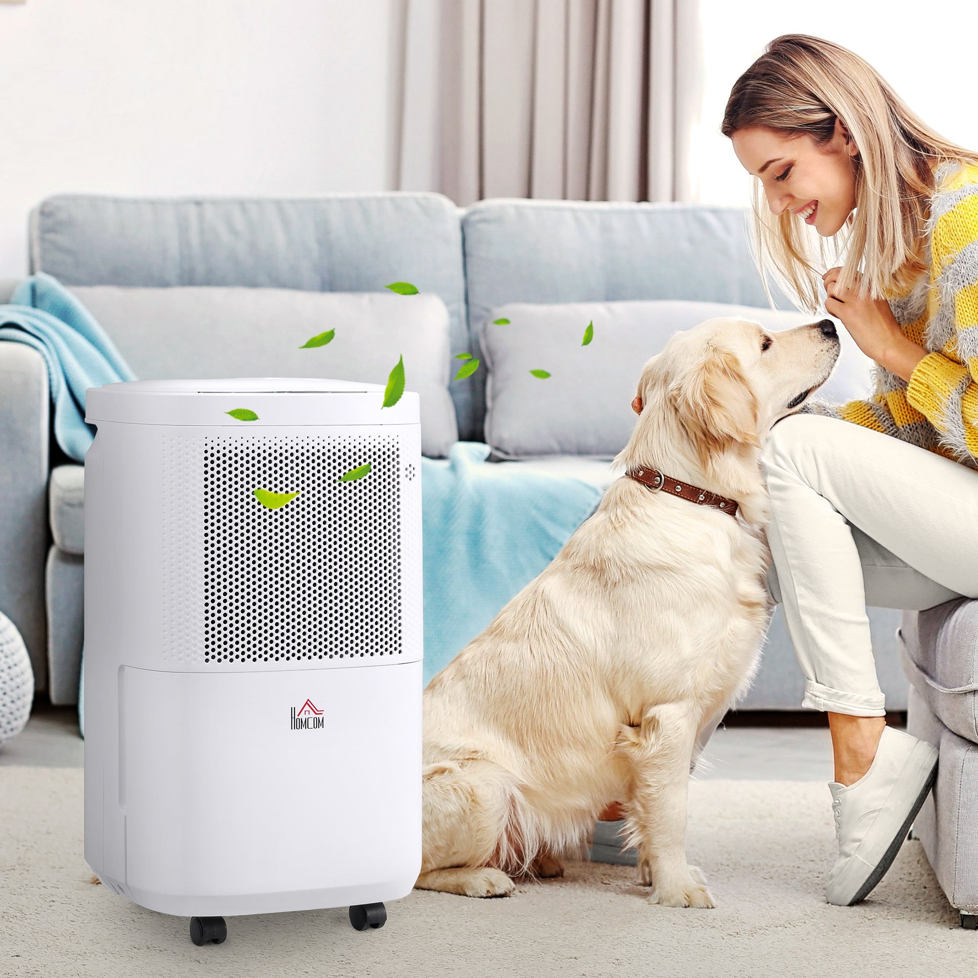HOMCOM 10L/Day 2200ML Portable Quiet Dehumidifier with WiFi Smart App Control, Electric Moisture Air Dehumidifier for Home Laundry Basement - North Peak Garden Furniture