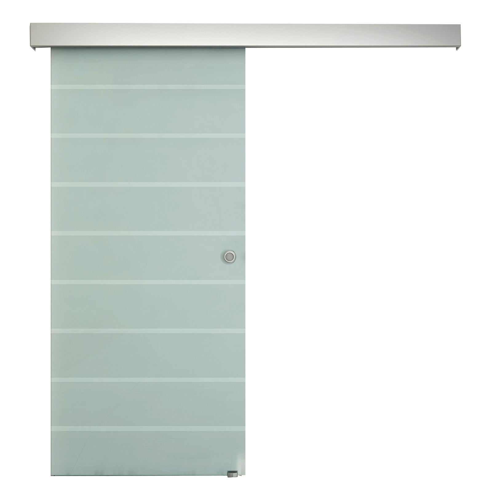 HOMCOM 90cm Sliding Glass Door Set Include Hardware Track Kit, Frosted Tempered Glass with Stripe Pattern, Round Handle - North Peak Garden Furniture