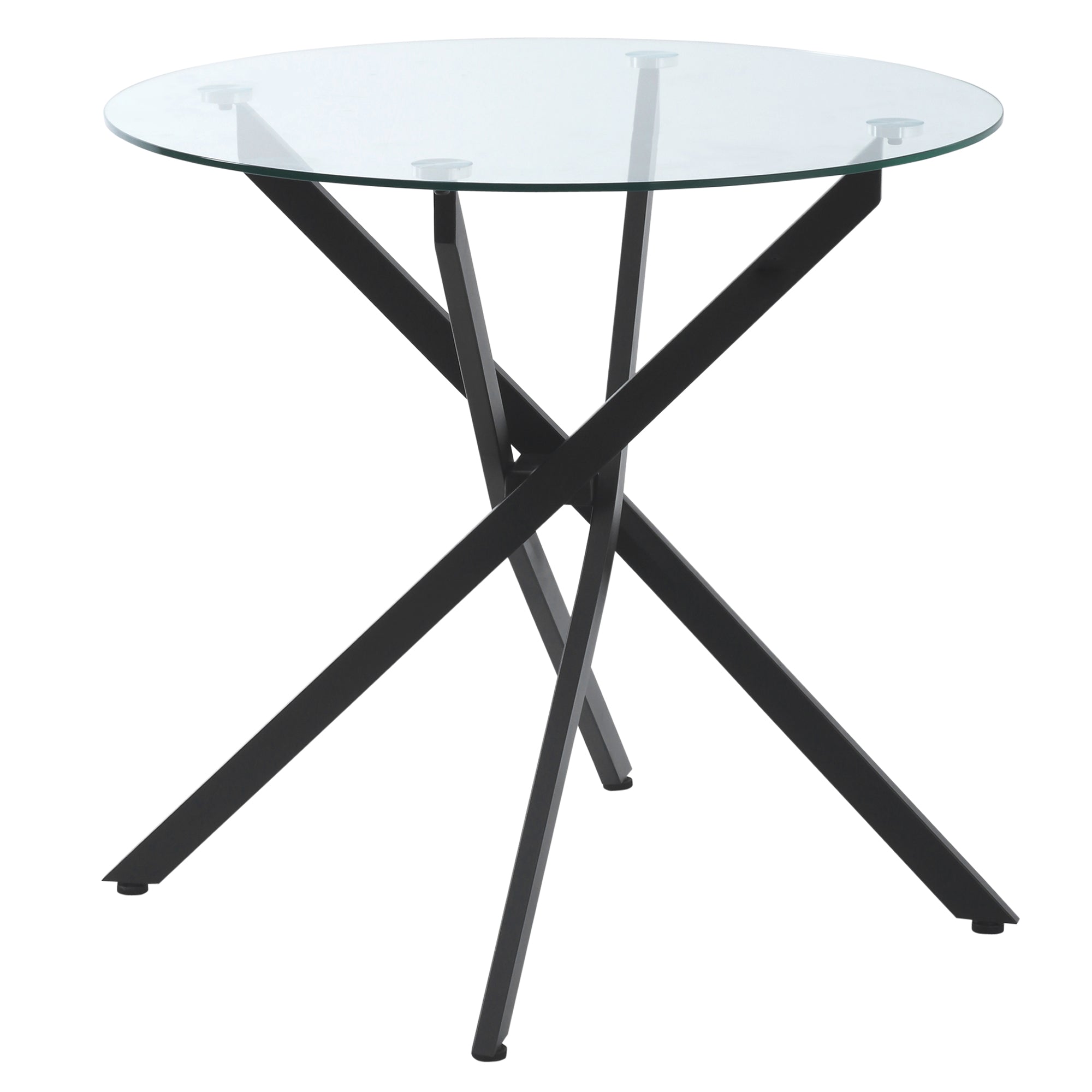 HOMCOM Dining Table with Clear Tempered Glass Top, Round Table with Metal Legs, Modern Kitchen Table for Dining Room Living Room, Black - North Peak Garden Furniture