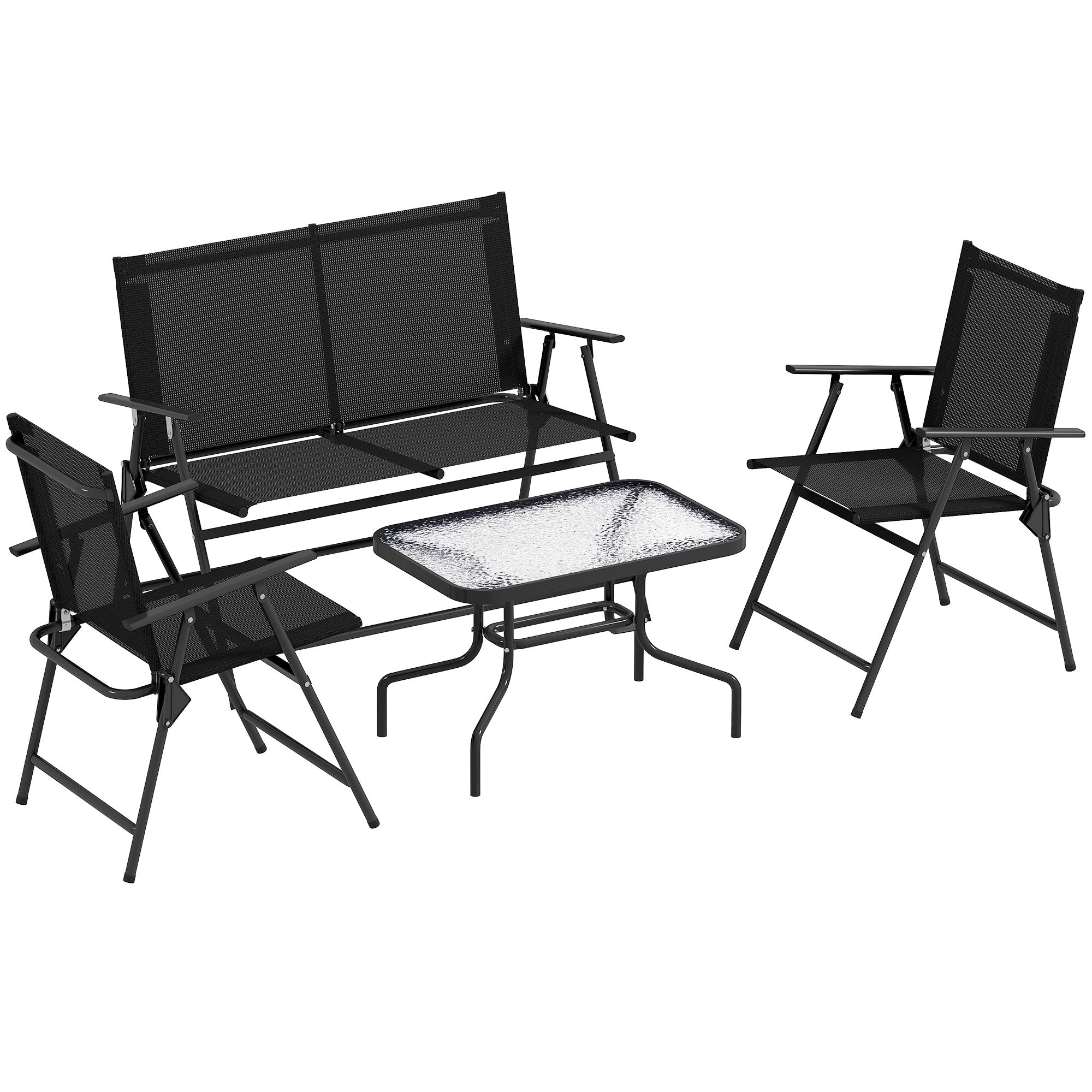 Outsunny 4 Pieces Patio Furniture Set - Black - North Peak Garden Furniture