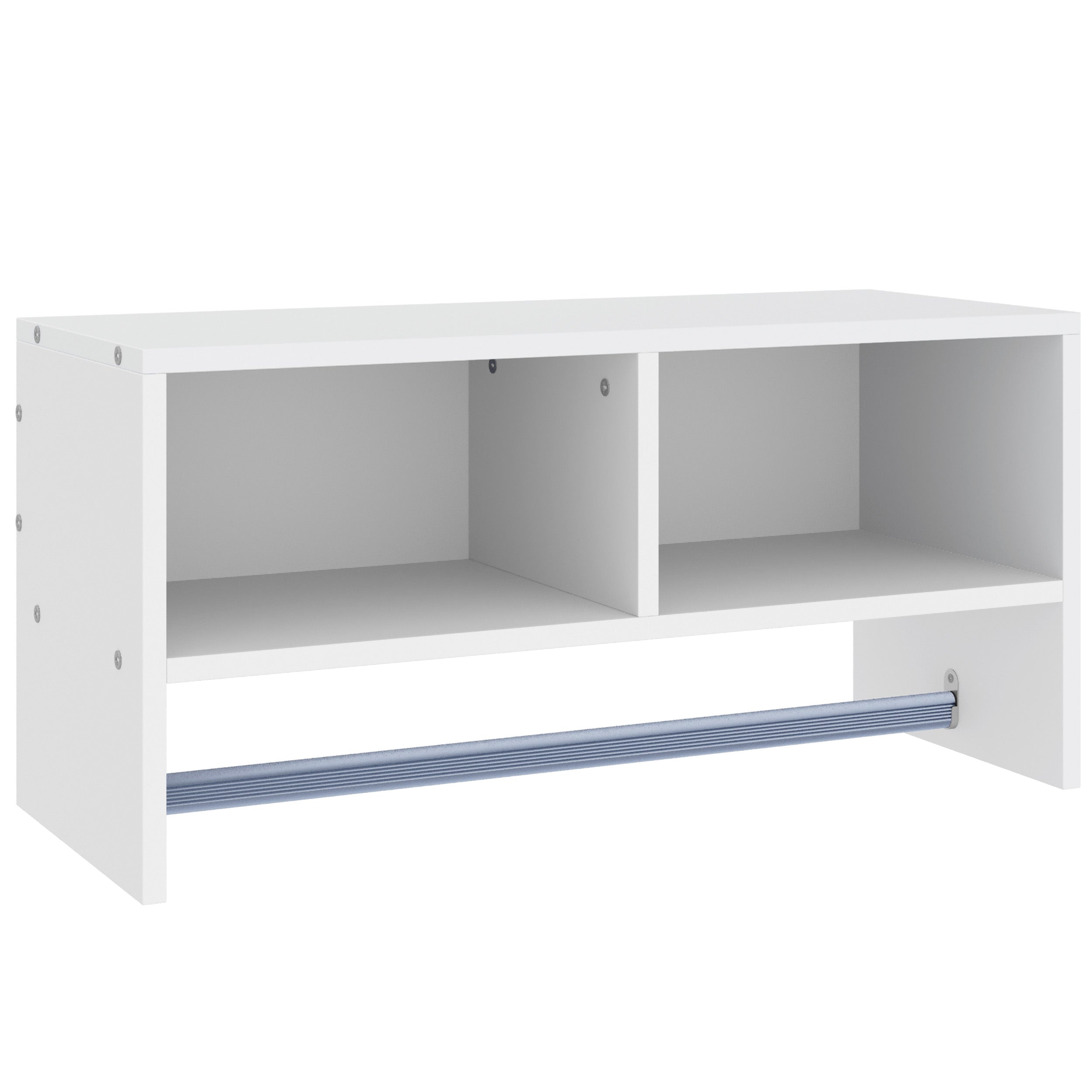 HOMCOM Wall Mounted Coat Hanger Hooks Rack Stand Hallway Coat Rack Rail & Storage Shelf Hanging Coat Organizer (White) - North Peak Garden Furniture