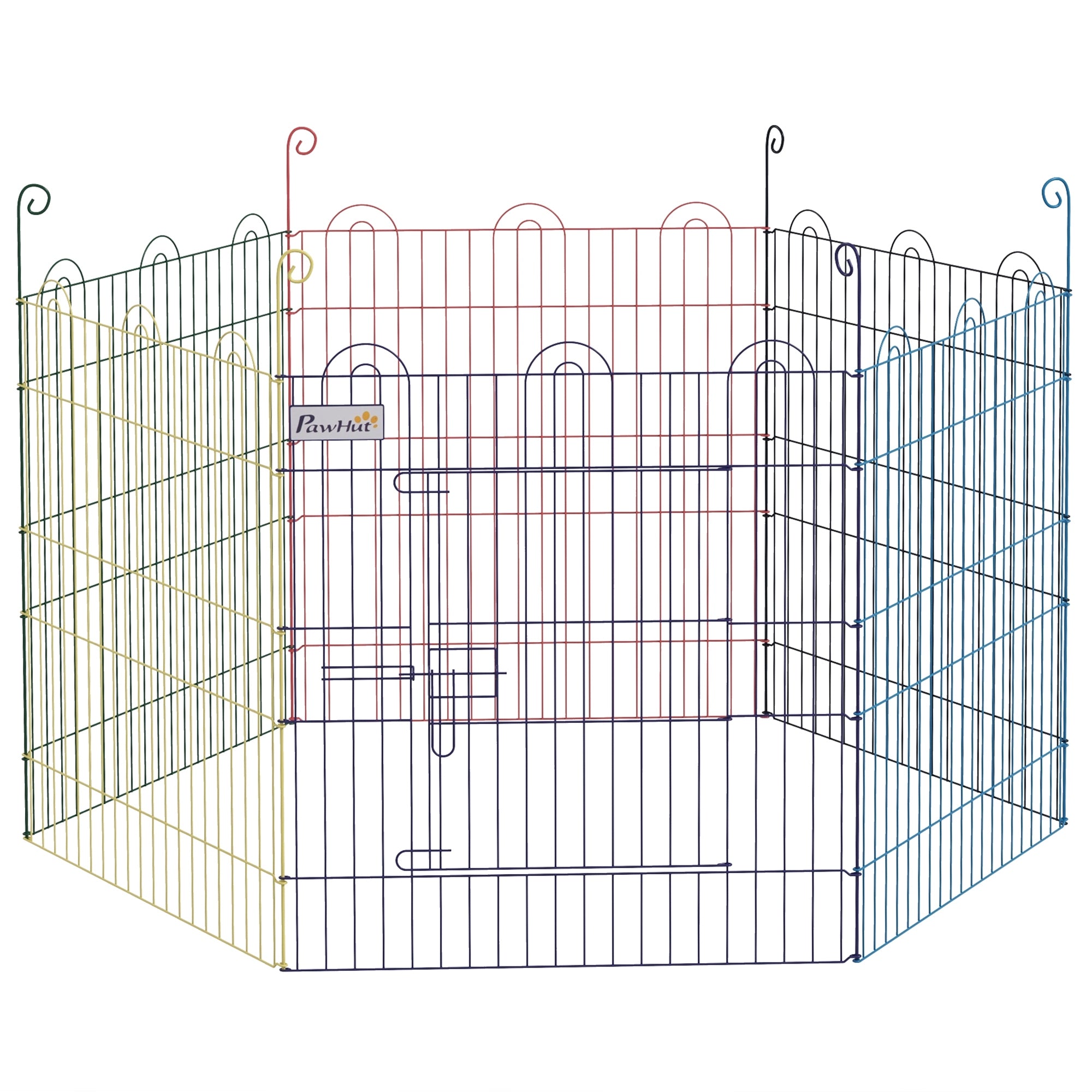 PawHut Pet Playpen Crate, with Six Panels, Door, for Indoors and Outdoors - North Peak Garden Furniture