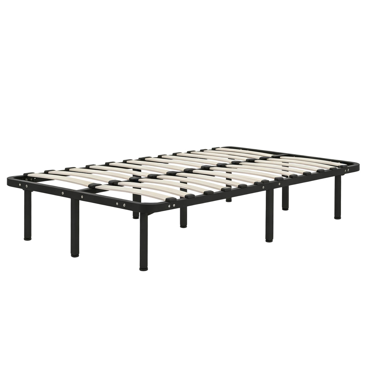 HOMCOM 3ft Single Bed Frame, Metal Platform Bed Frame with 2 x 14 Wood Slats, No Box Spring Needed, Underbed Storage, Black