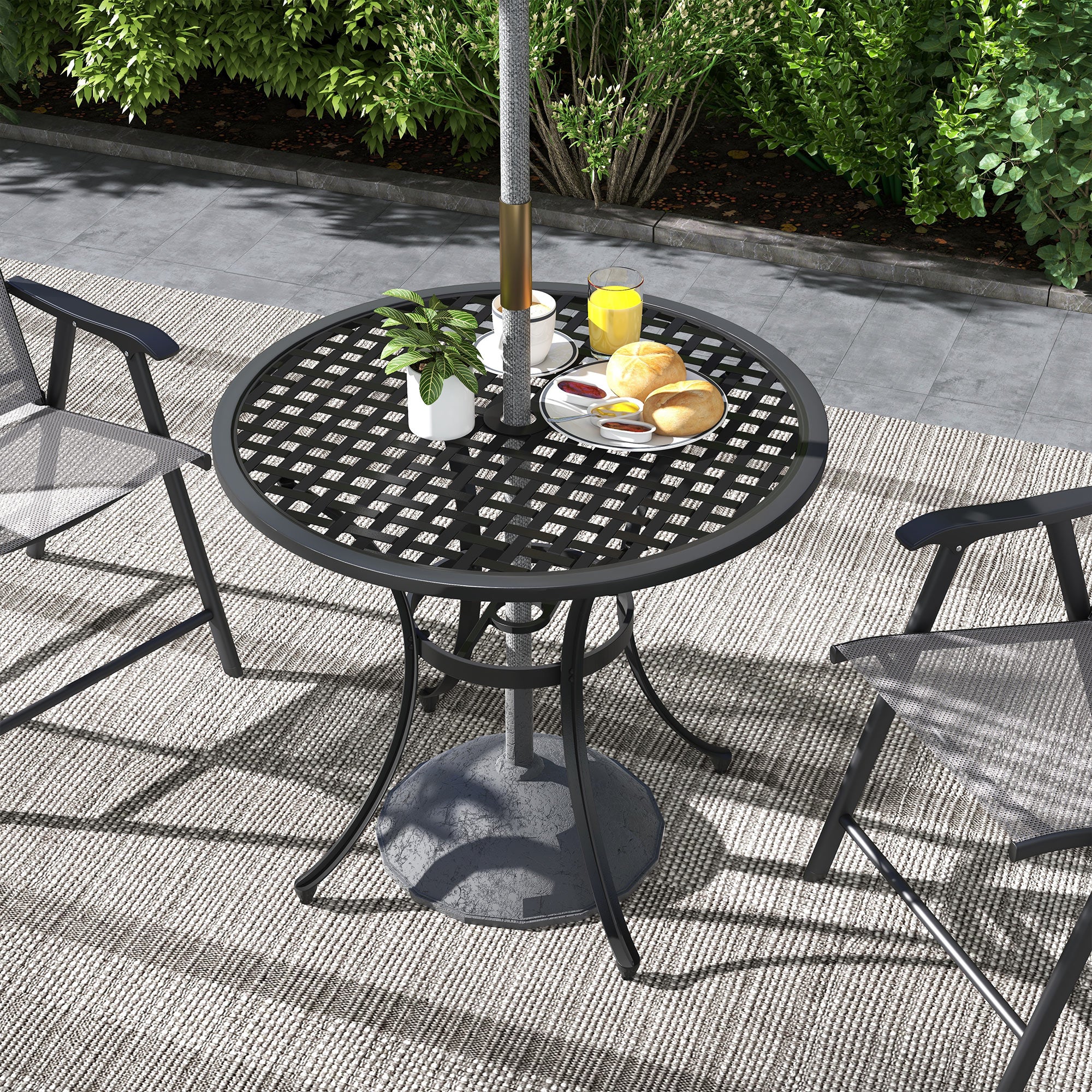 Outsunny Round Aluminium Table, with ⌀50mm Parasol Hole - North Peak Garden Furniture