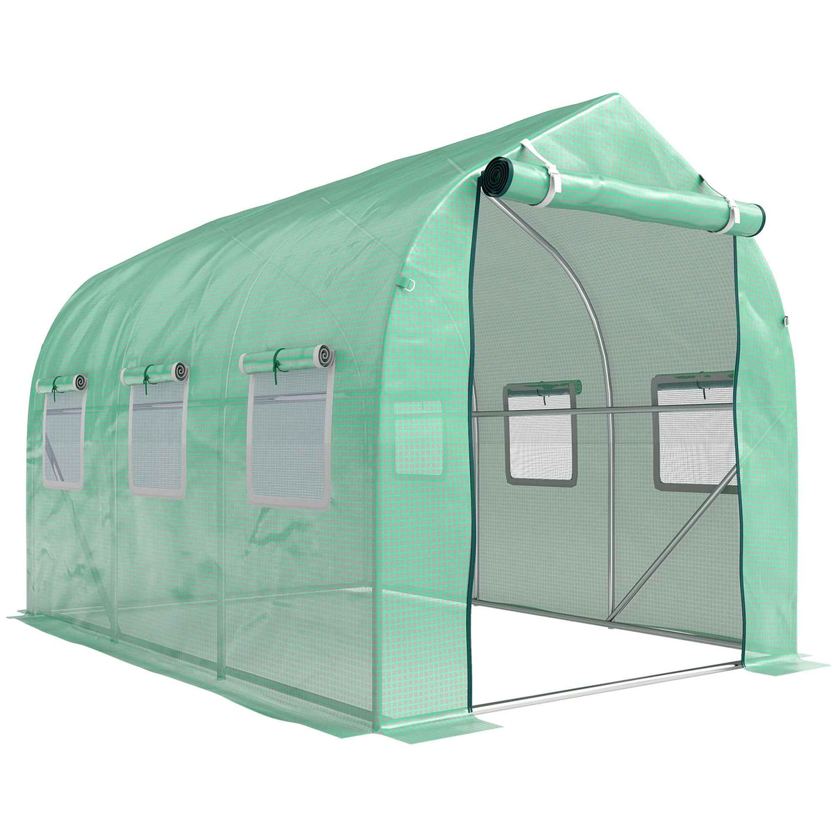 Outsunny Polytunnel Greenhouse with Windows and Door, Walk in Greenhouse for Garden, Backyard (3 x 2 M)