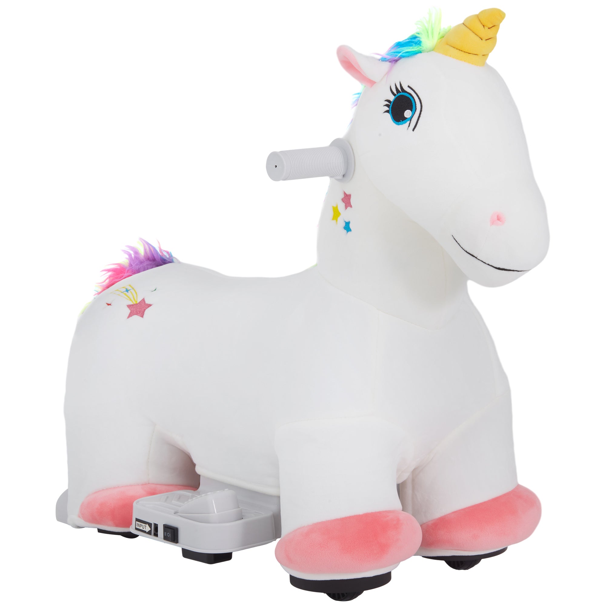 AIYAPLAY 6V Electric Ride on Unicorn, Battery Powered Kids Ride on Animal Toy with Music Forward Control, for 18-36 Months - North Peak Garden Furniture