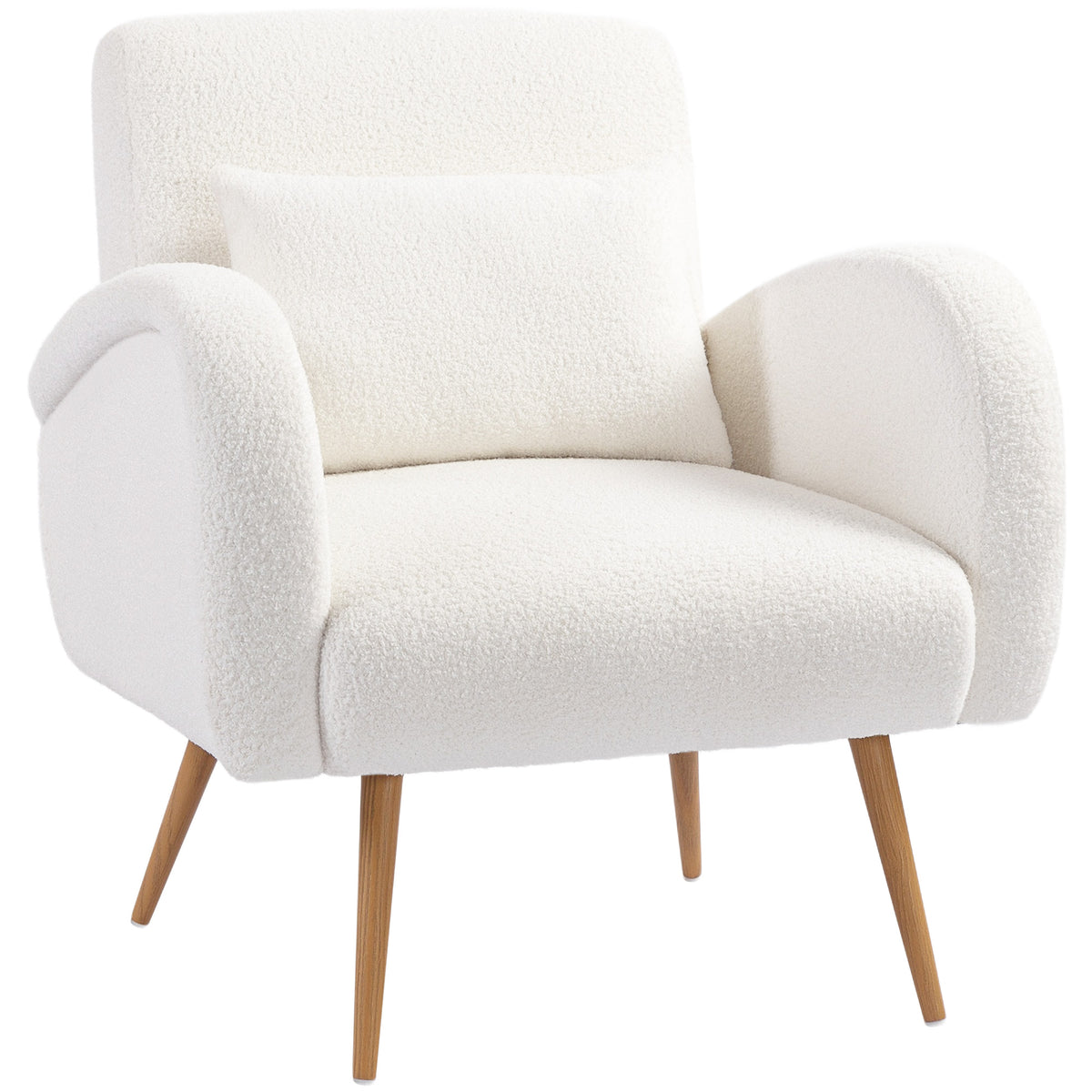 HOMCOM Teddy Fleece Accent Chair - Cream White