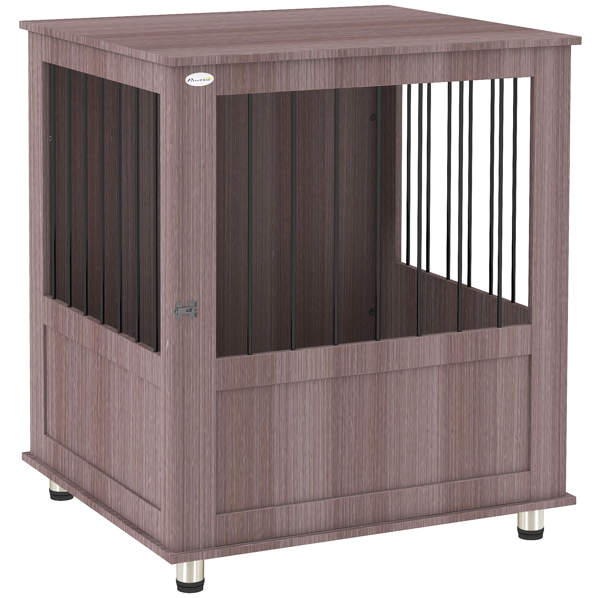 PawHut Dog Crate Table for Medium and Large Dogs with Magnetic Door for Indoor Use, 60 x 55 x 70 cm, Purple - North Peak Garden Furniture