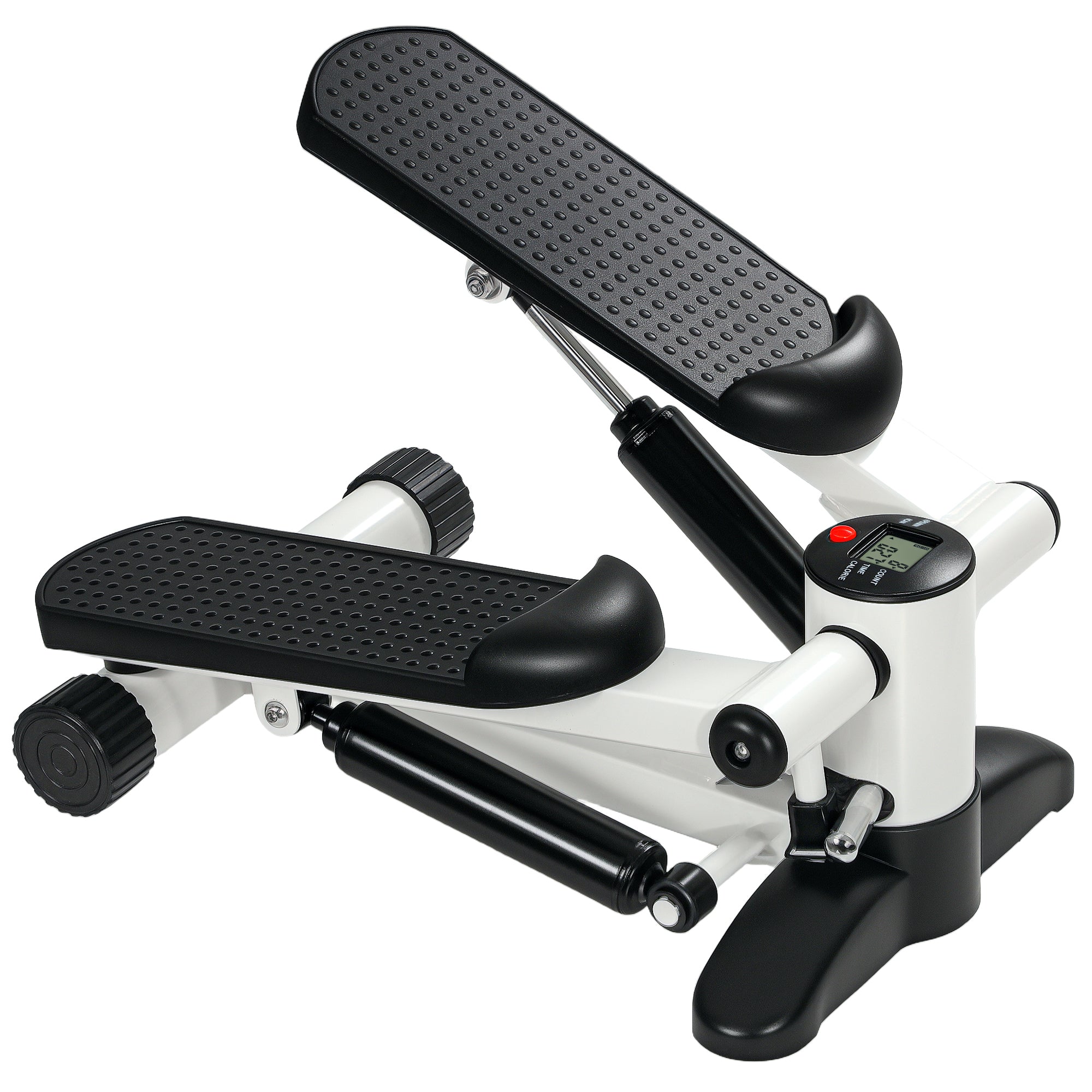 SPORTNOW Mini Stepper, Compact Step Machine Exerciser for Home Workout with LCD Monitor and Non-Slip Pedals, White - North Peak Garden Furniture