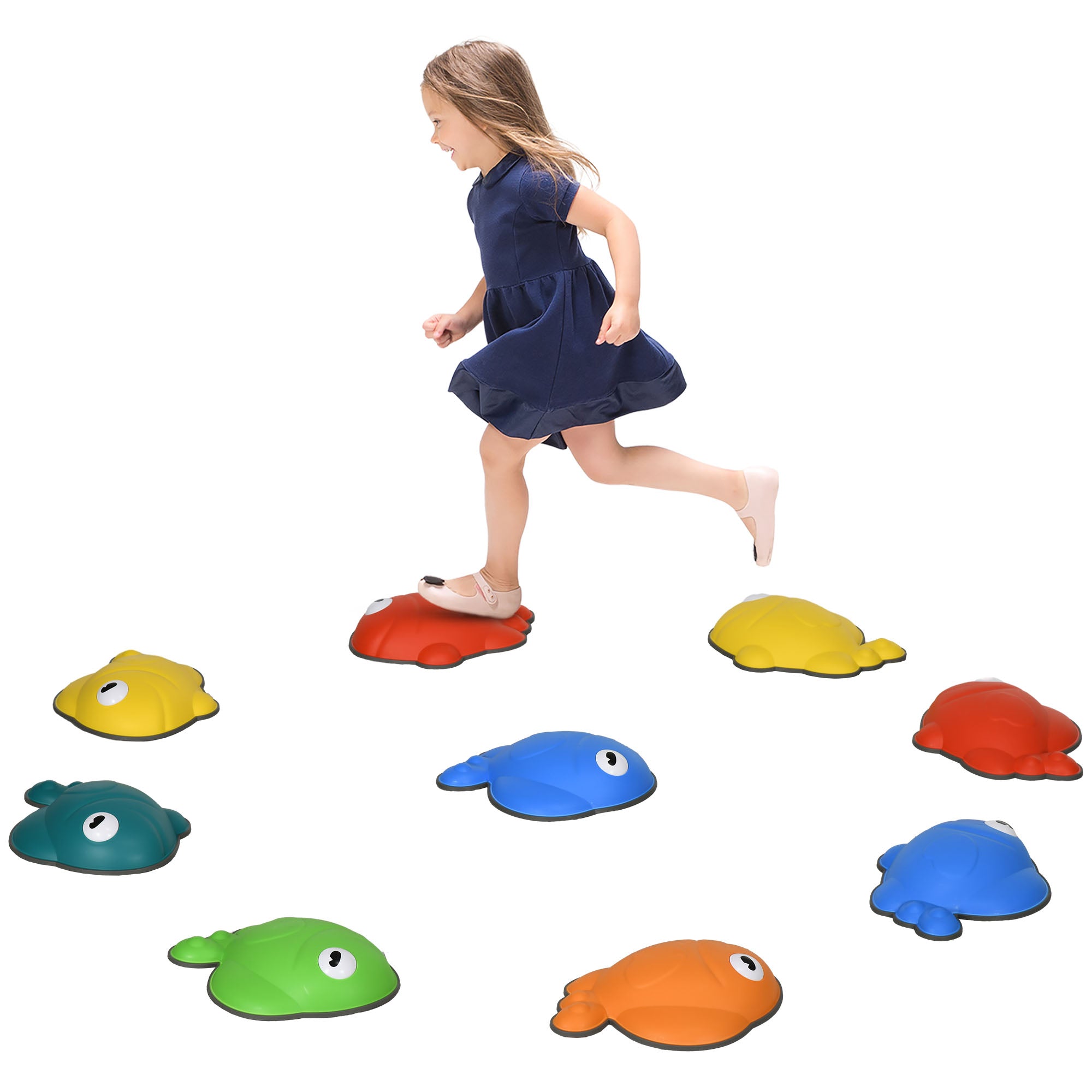 AIYAPLAY 9 Pcs Balance Stepping Stones Kids for Sensory with Non-slip Edge, Stackable Outdoor Indoor Obstacle Course - North Peak Garden Furniture