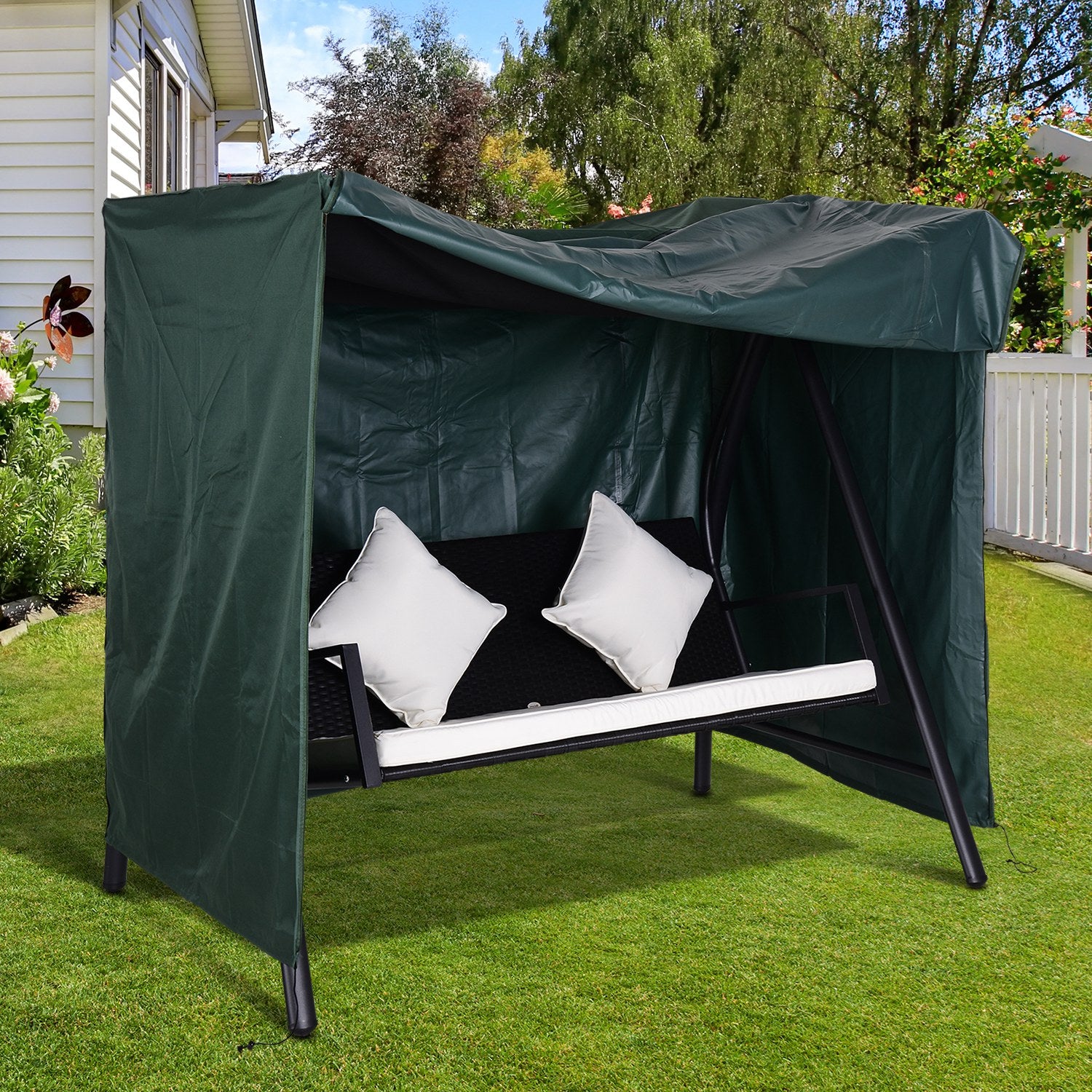 Outsunny 152 x 177cm Three-Seater Swing Chair Protective Cover Green - North Peak Garden Furniture