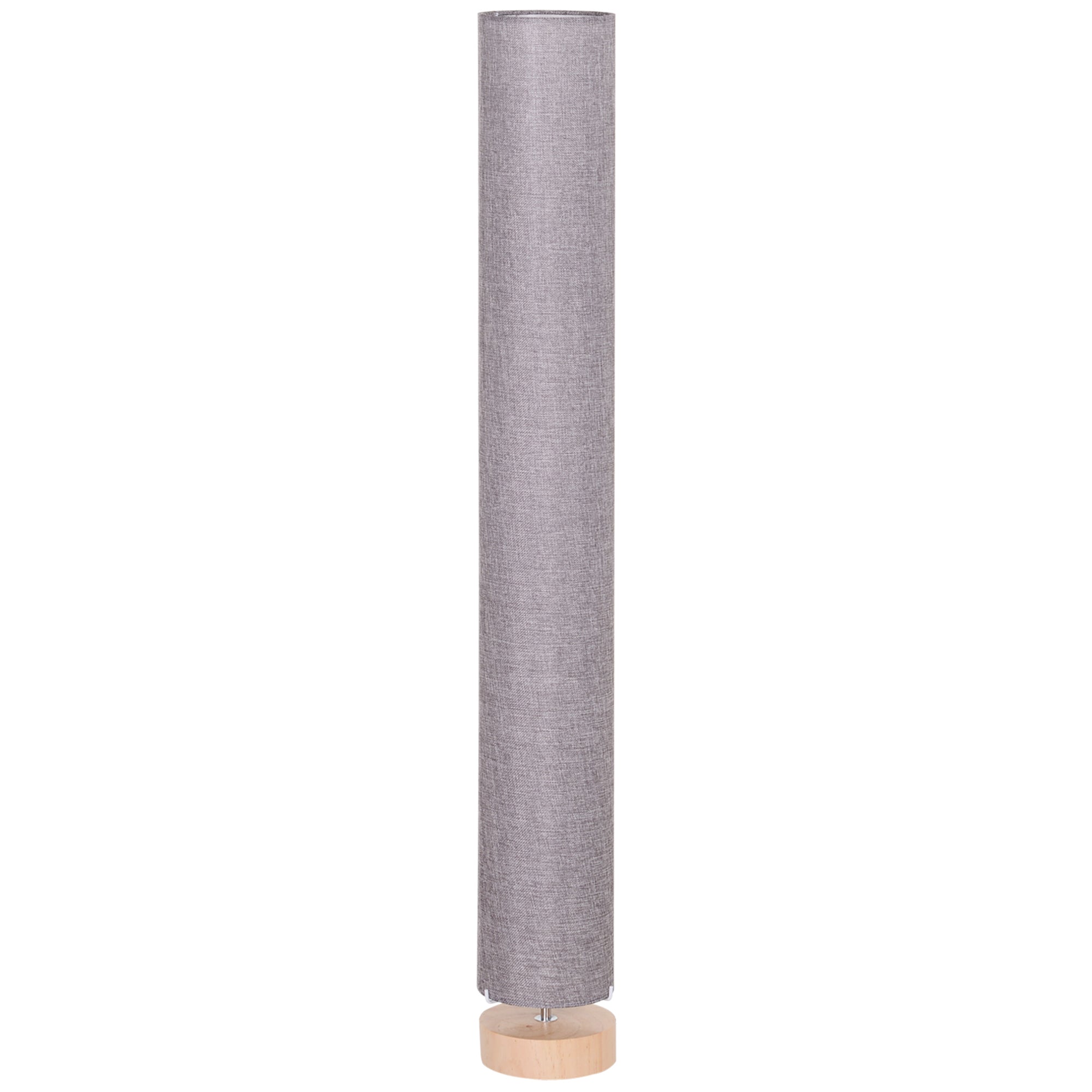 HOMCOM 47-Inch Modern Wooden Floor Lamp for Bedroom, Study or Living Space with Fabric Linen Shade (Grey) 120 CM - North Peak Garden Furniture