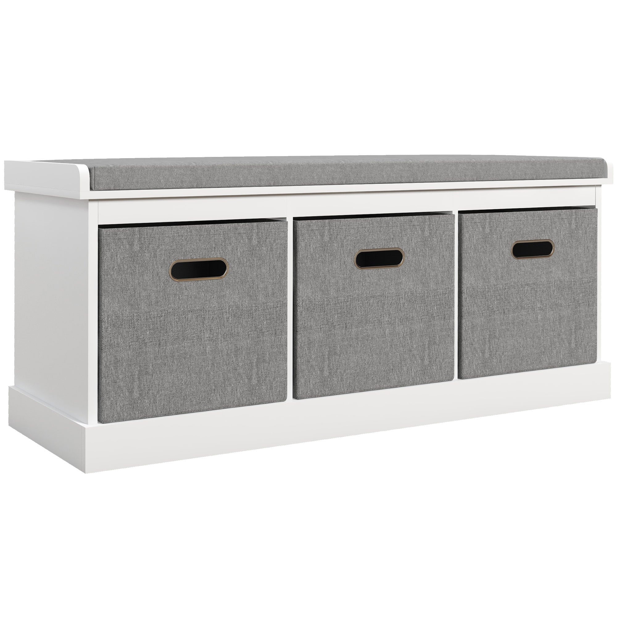 HOMCOM Three-Drawer Shoe Storage Bench, with Padded Top Seat - White - North Peak Garden Furniture