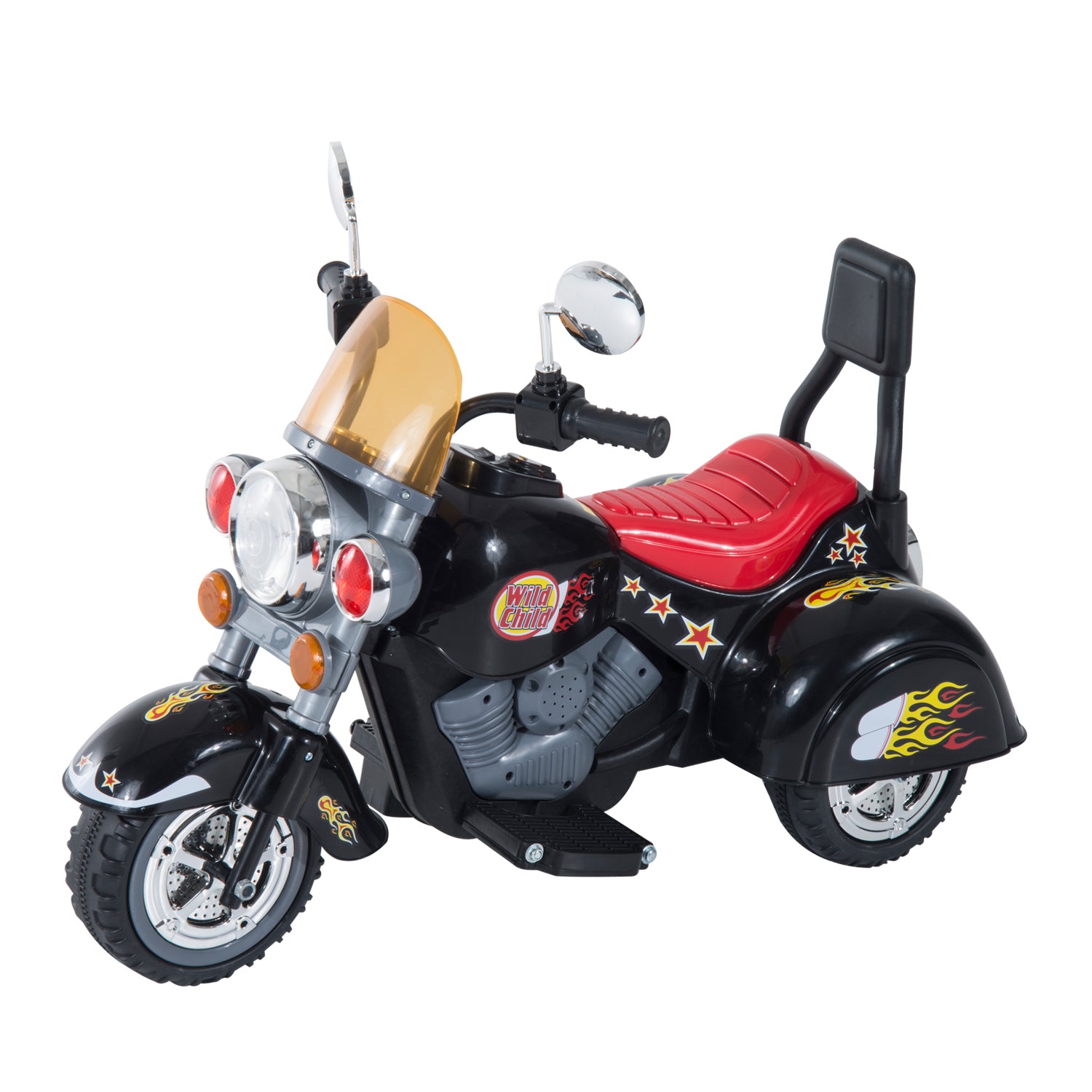 HOMCOM Kids Ride On Toy Car Motorbike Electric Scooter 6V Battery Operated Toy Trike-Black - North Peak Garden Furniture