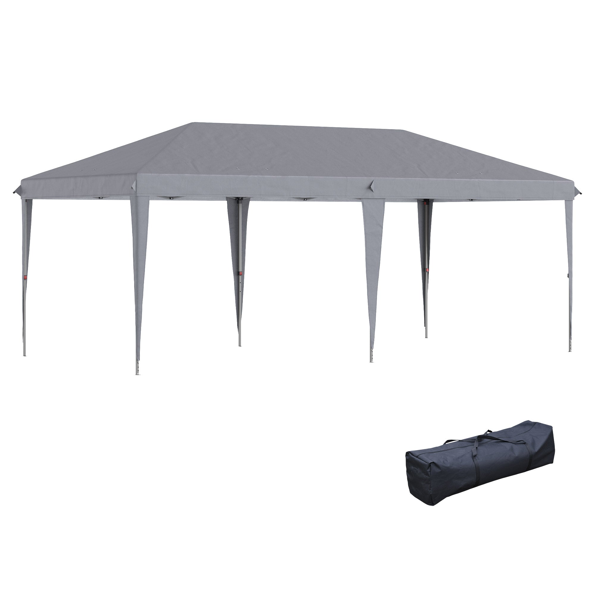 Outsunny 3 x 6 m Pop Up Gazebo, Foldable Canopy Tent, Height Adjustable Wedding Awning Canopy w/ Carrying Bag, Grey - North Peak Garden Furniture