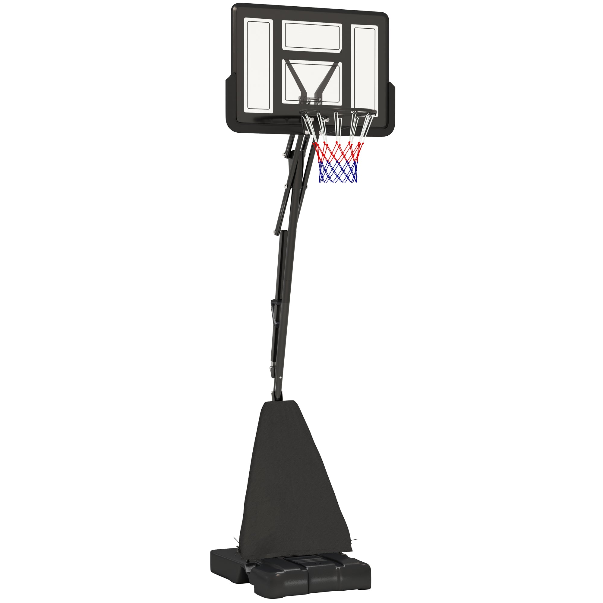 SPORTNOW Basketball Hoop Outdoor, Height Adjustable Basketball Hoop and Stand with Rebound System, Weighted Base, Portable on Wheels, 2.45-3.05m, for Teens, Juniors, Adults, Black - North Peak Garden Furniture