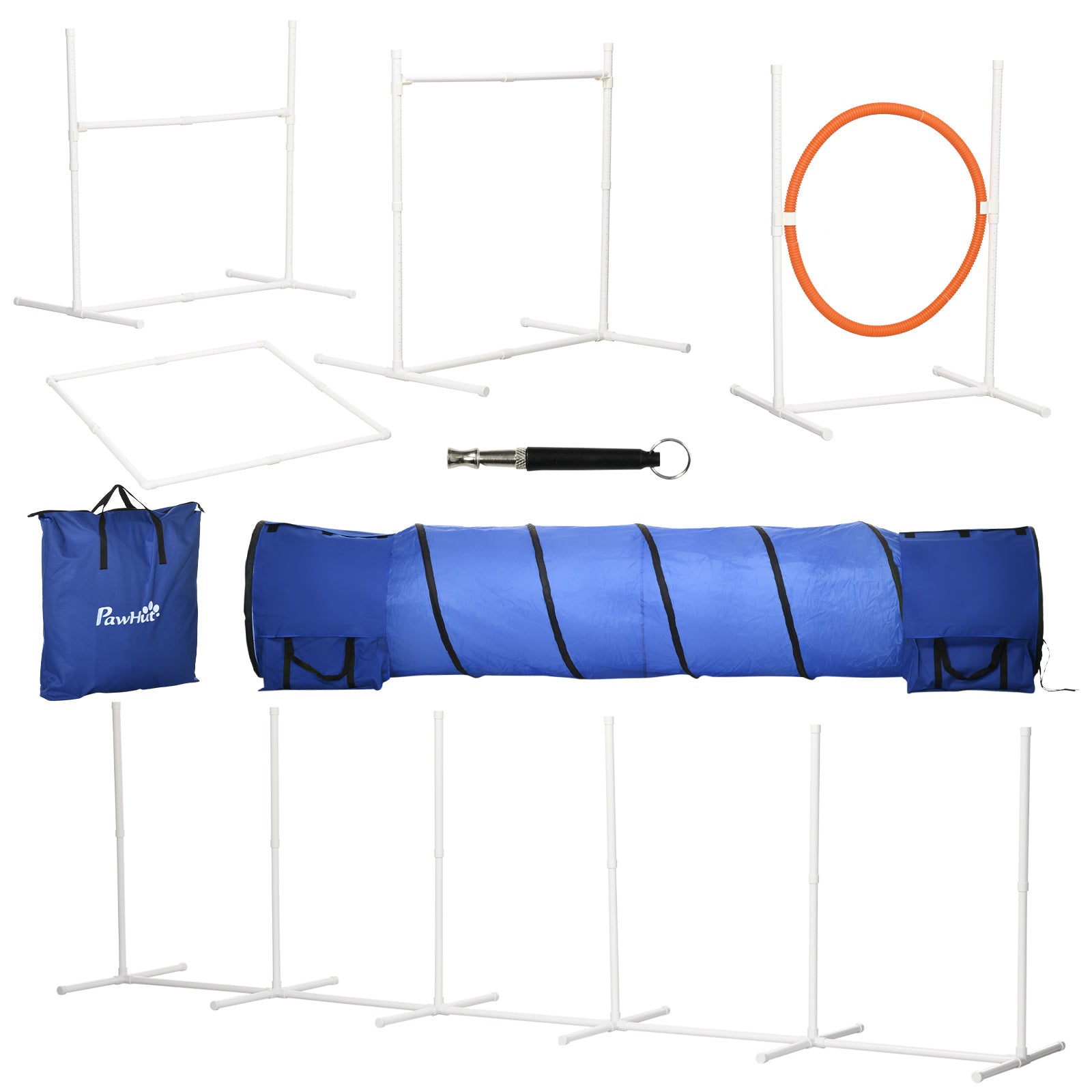 PawHut Six-Piece Dog Agility Equipment Set, with Carry Bag - Multicoloured - North Peak Garden Furniture