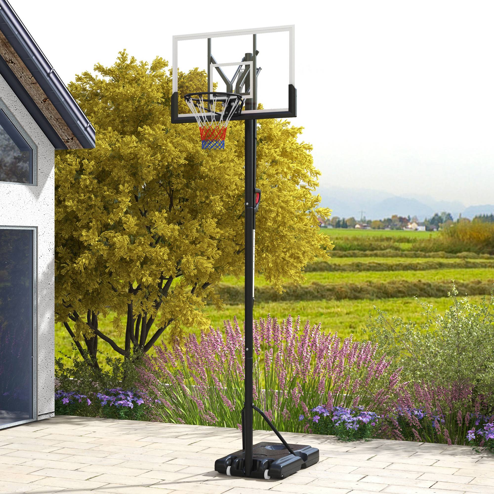 SPORTNOW Six-Level Height Adjustable Freestanding Basketball Hoop and Stand with Wheels, 2.35-3.05m - North Peak Garden Furniture