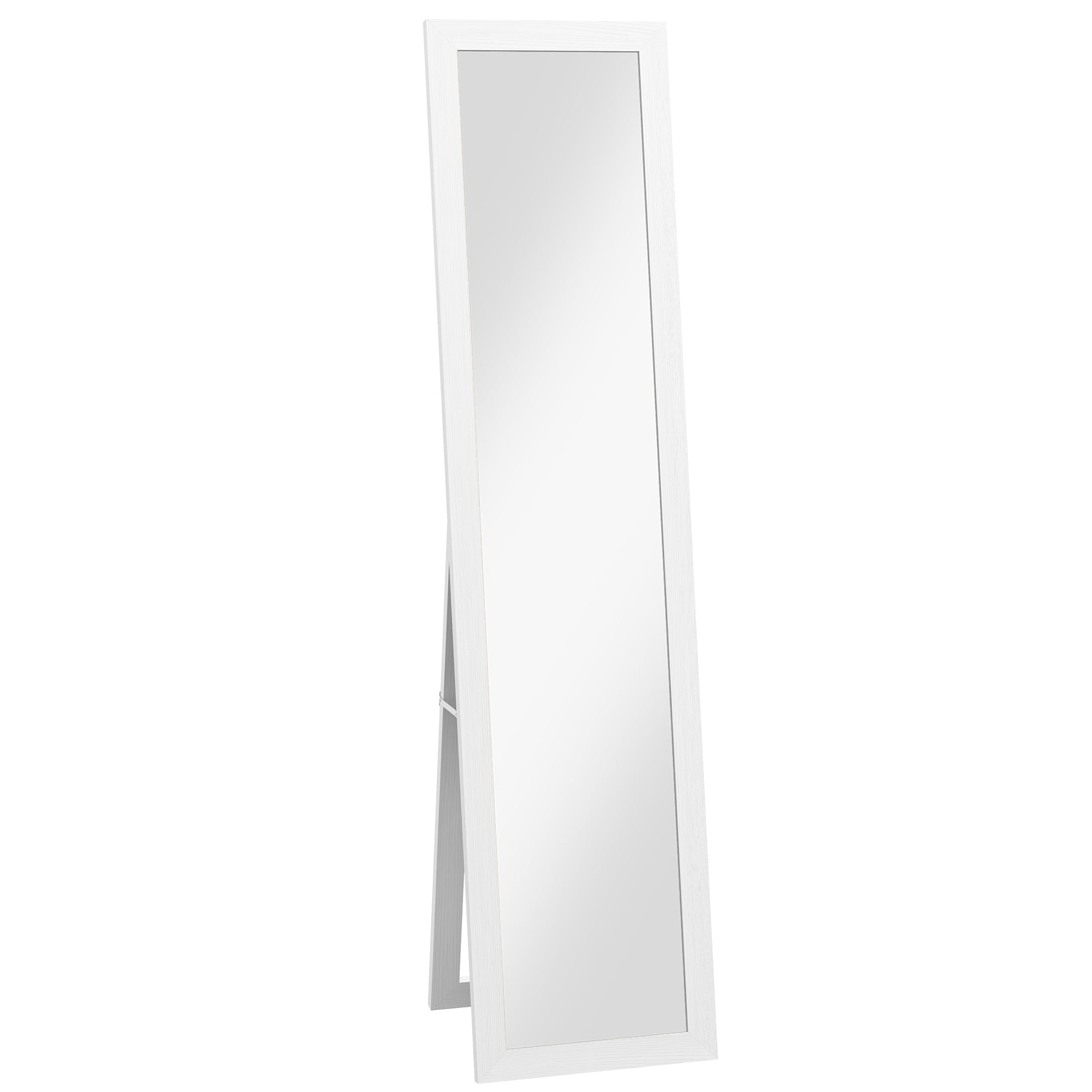 HOMCOM Rustic Full Length Mirror, Hanging and Freestanding Floor Mirror, Farmhouse Decorative Wall Mirror, for Living Room, Bedroom, 157 cm, White - North Peak Garden Furniture