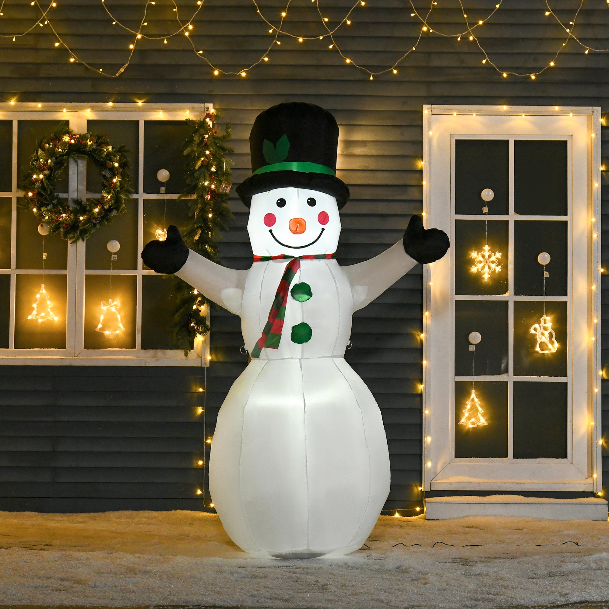 HOMCOM 6.5ft Inflatable Snowman LED Christmas Xmas Air Blown Holiday Decoration Outdoor Garden Decor - North Peak Garden Furniture