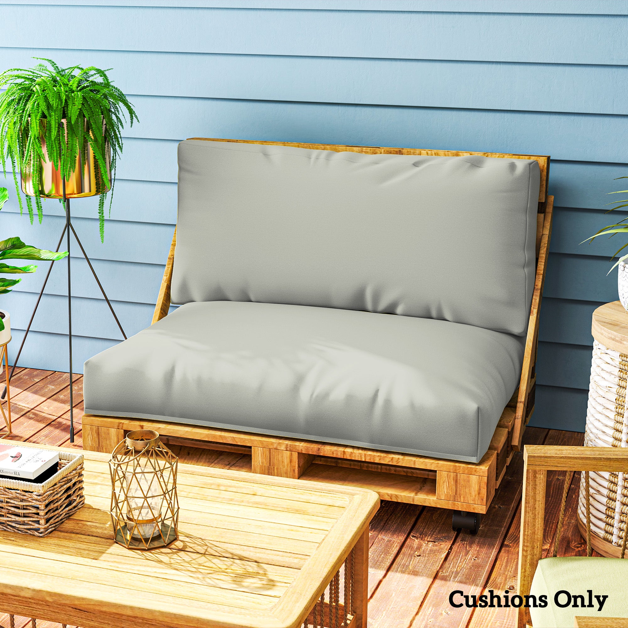 Outsunny 2 Seater Pallet Furniture Cushions Pallet Cushions, UPF20+ 220gsm Fabric, 20 cm Thick Outdoor Seat Pads, Light Grey - North Peak Garden Furniture