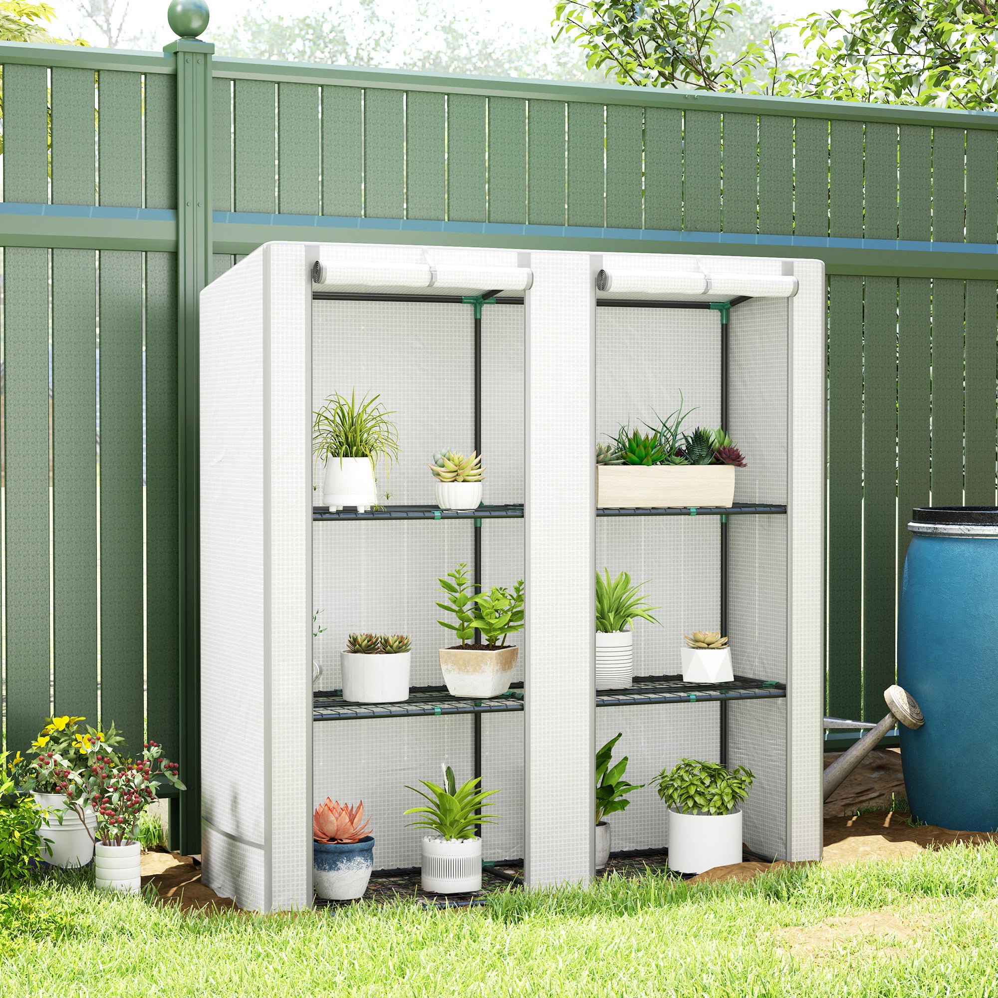 Outsunny Three-Tier Mini Greenhouse - White - North Peak Garden Furniture