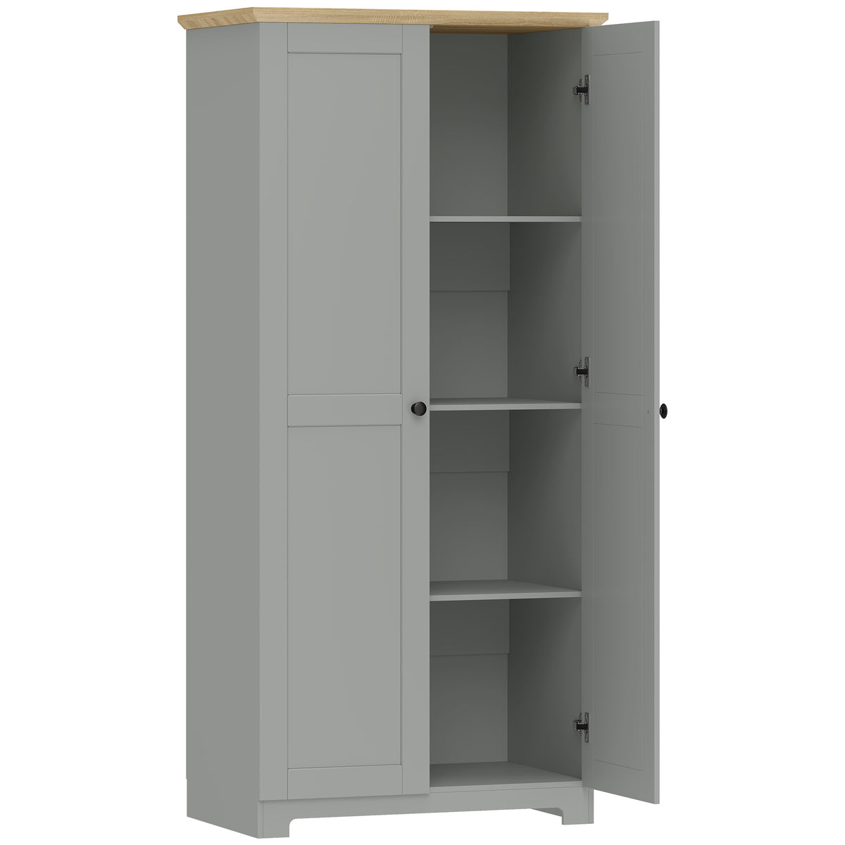 HOMCOM Kitchen Cupboard, 172cm Freestanding Storage Cabinet with Doors and Shelves, Grey