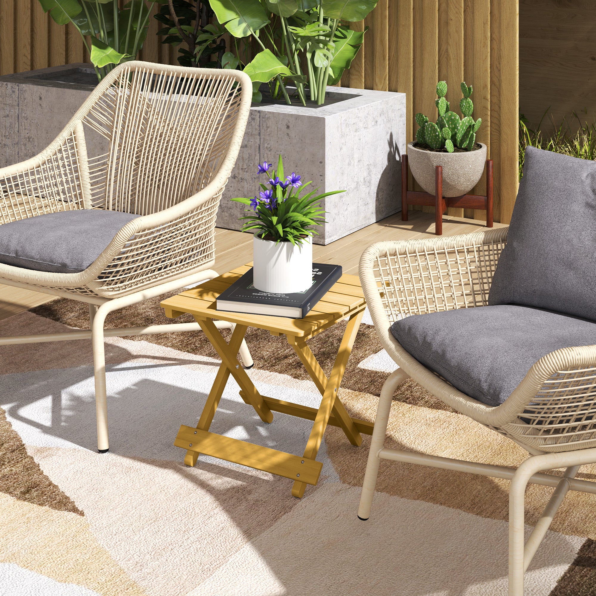 Outsunny Wooden Foldable Outdoor Coffee Table - North Peak Garden Furniture