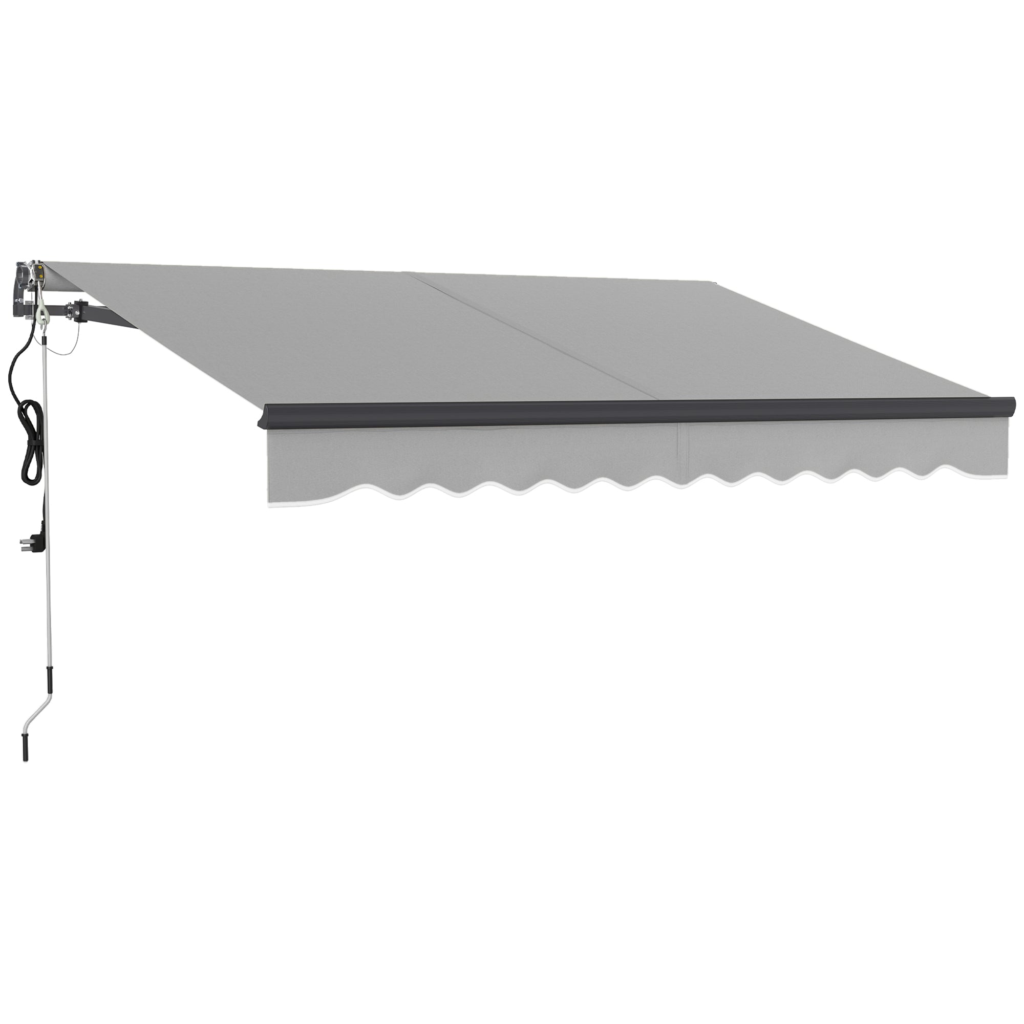 Outsunny 3 x 2.5m Electric Awning with Remote Controller, Aluminium Frame DIY Retractable Awning, UV30+ Sun Shade Canopy for Garden Patio Deck Door Window, Light Grey - North Peak Garden Furniture