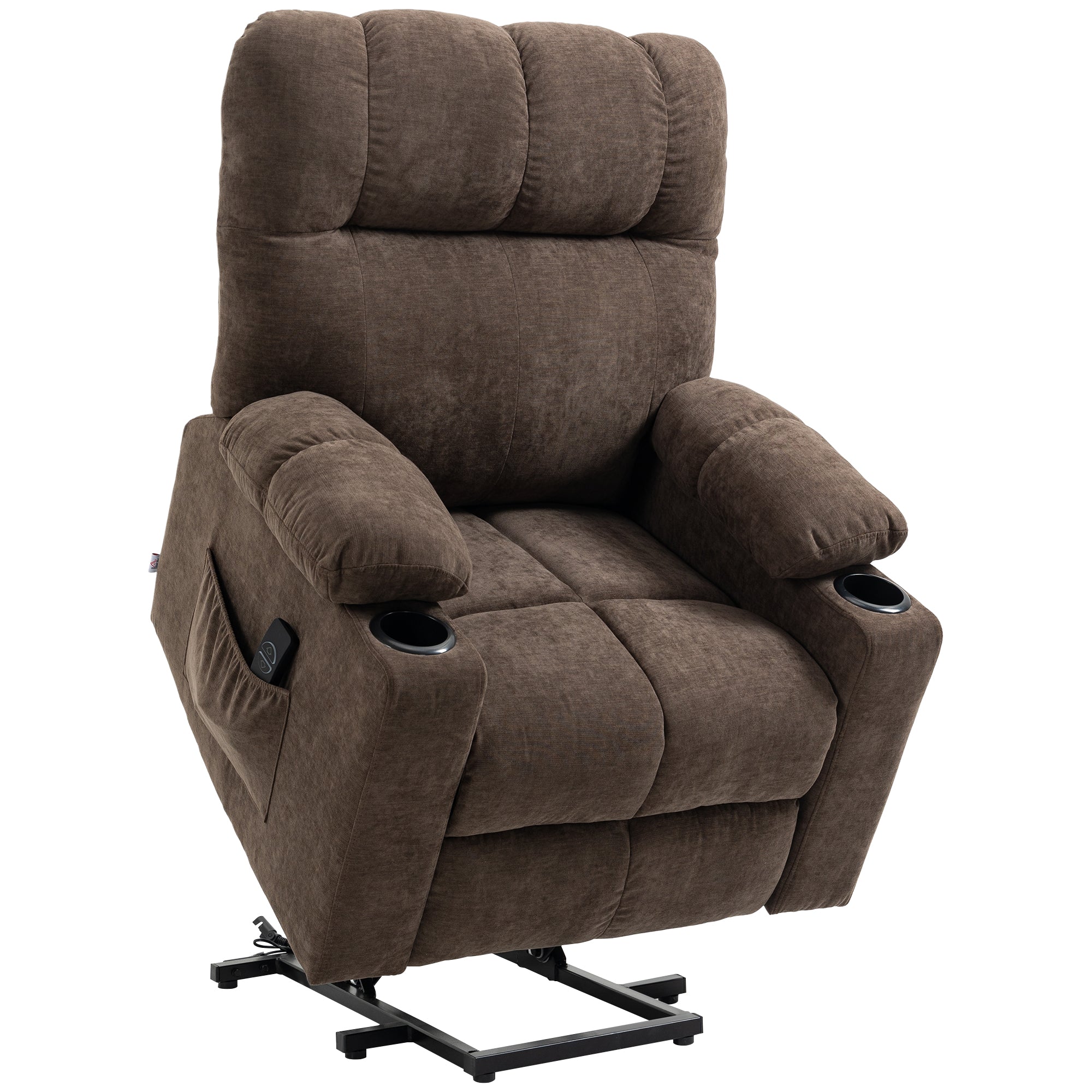 HOMCOM Electric Riser and Recliner Chair for Elderly, Power Lift Recliner Chair with Remote Control, Dark Brown - North Peak Garden Furniture