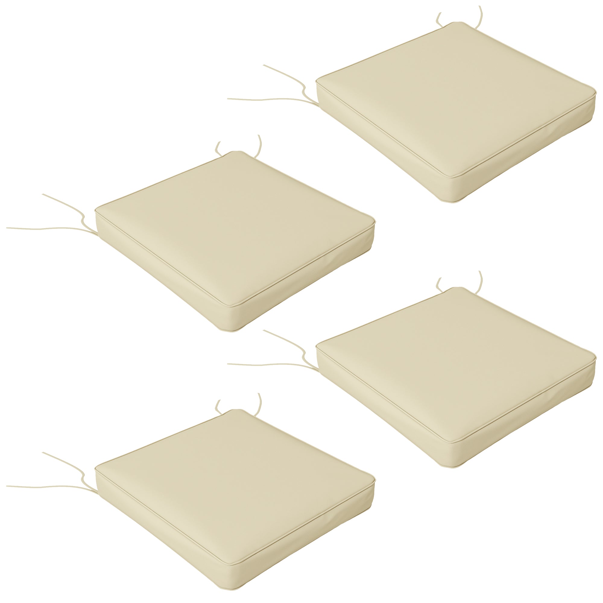 Outsunny 4-Piece Seat Cushions Pillow Replacement, Patio Chair Cushions Set with Ties for Indoor Outdoor, Beige - North Peak Garden Furniture