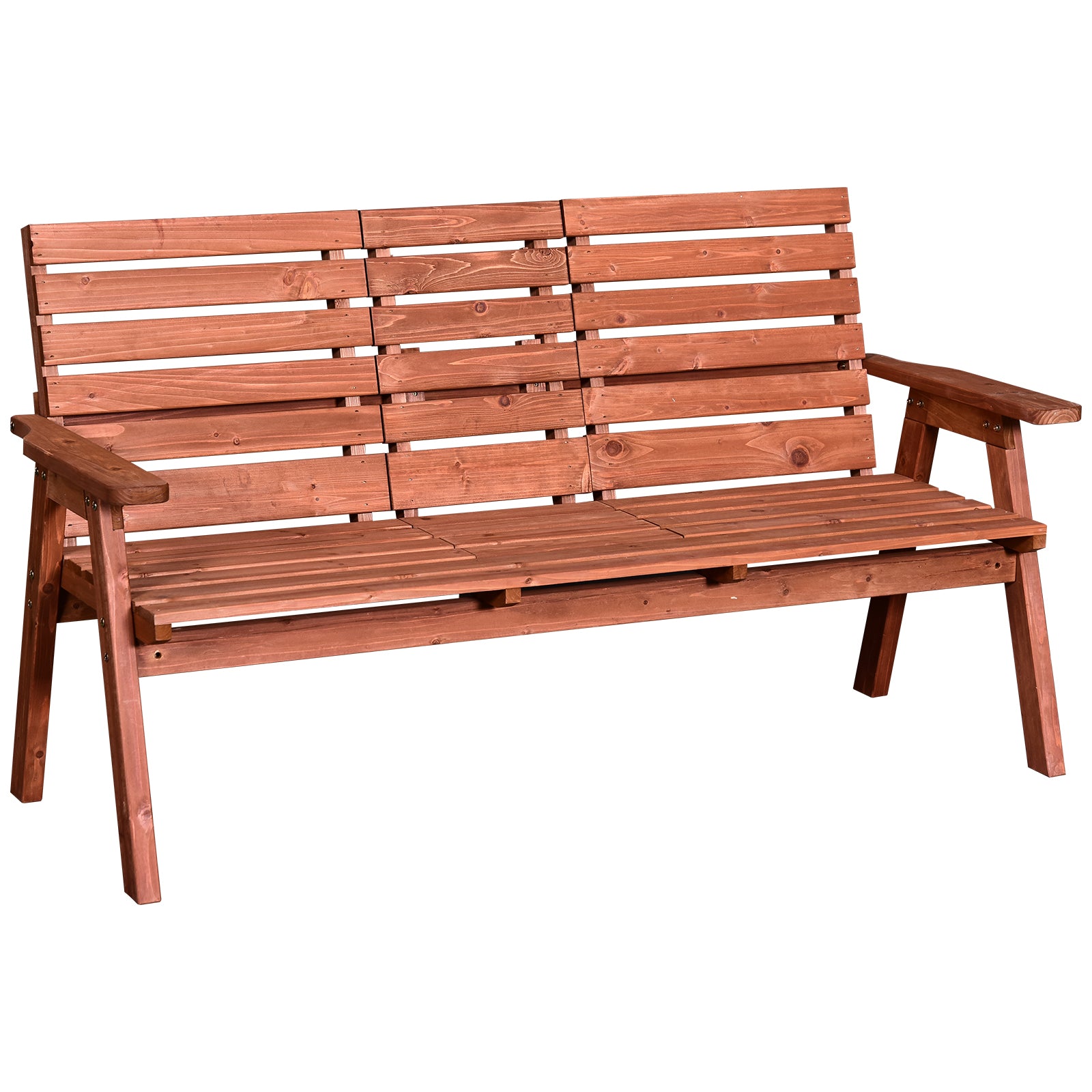 Outsunny Fir Wood Convertible 2 to 3 Seater Outdoor Garden Bench Wood Tone - North Peak Garden Furniture