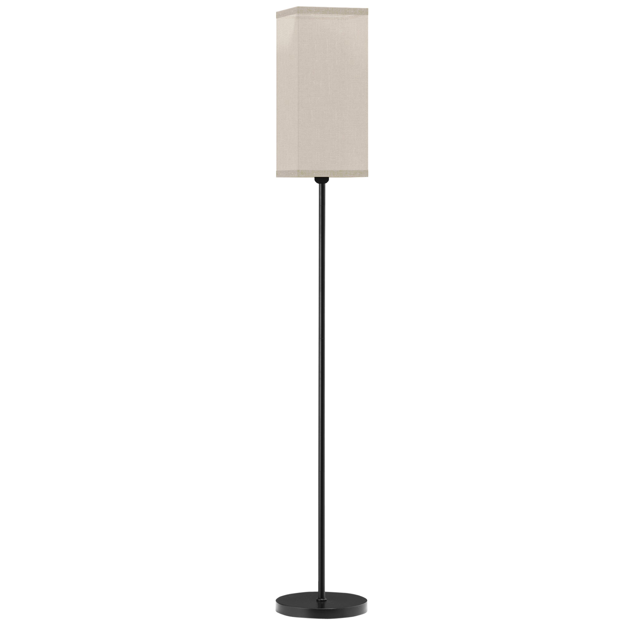 HOMCOM Floor Lamp, Modern Standing Lamp with Linen Shade, Tall Lamps for Living Room, Bedroom, with Foot Switch, Bulb not Included, Black - North Peak Garden Furniture
