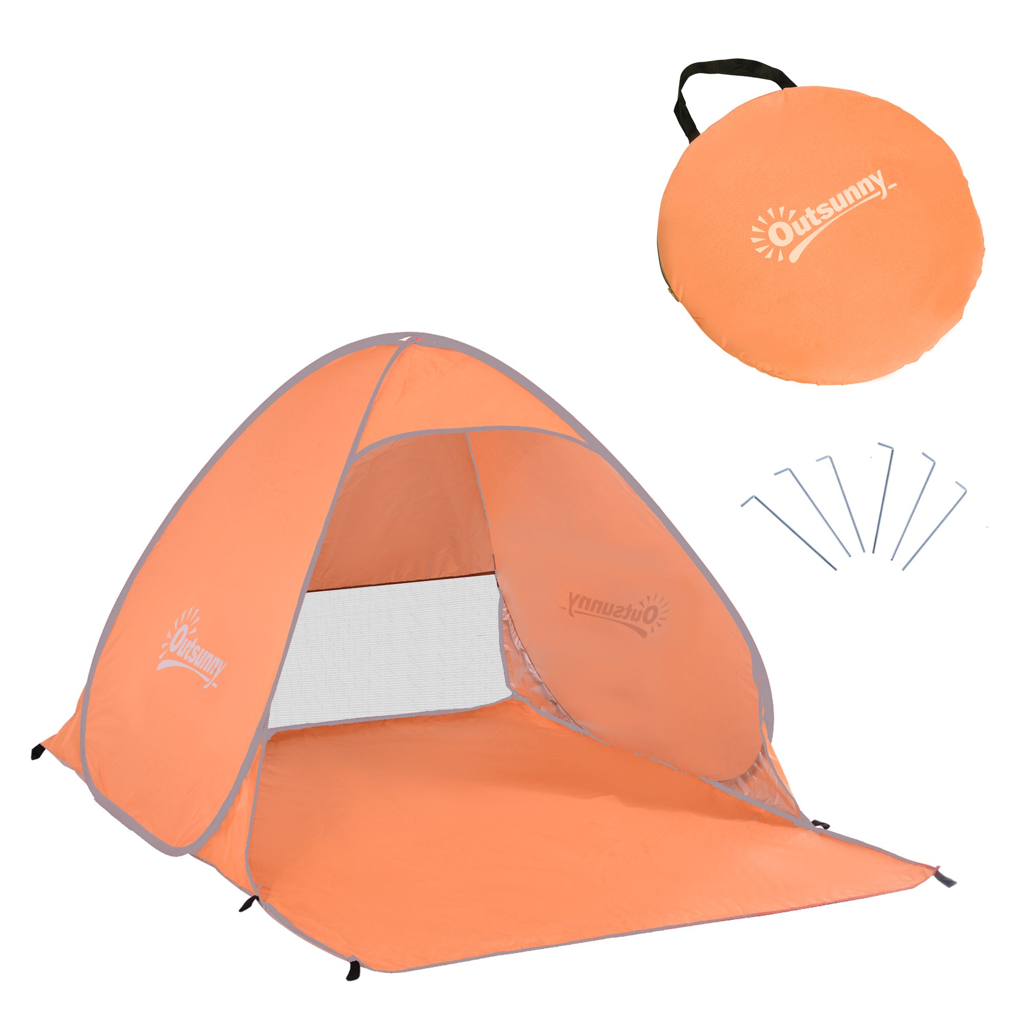 Outsunny 2 Person Pop Up UV Shelter Shade-Orange - North Peak Garden Furniture