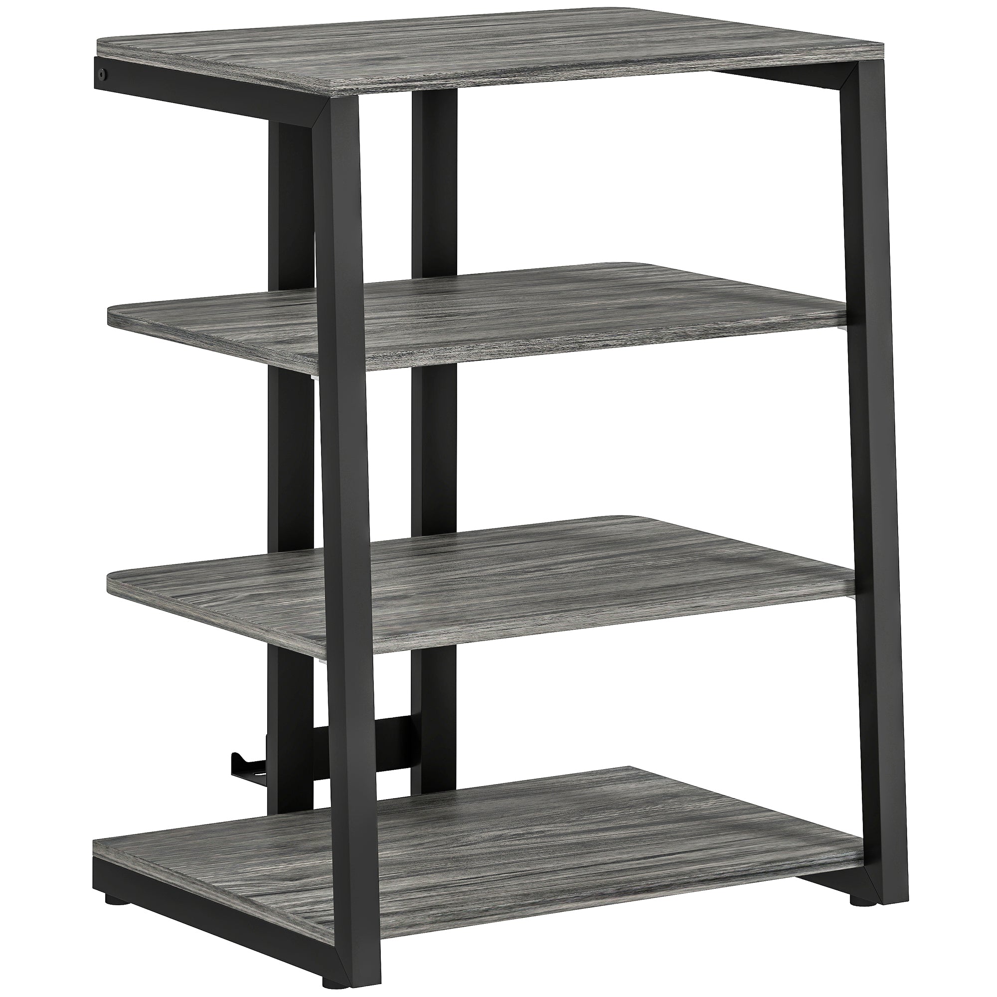 HOMCOM HiFi Stand, with Four Storage Shelves - Dark Grey