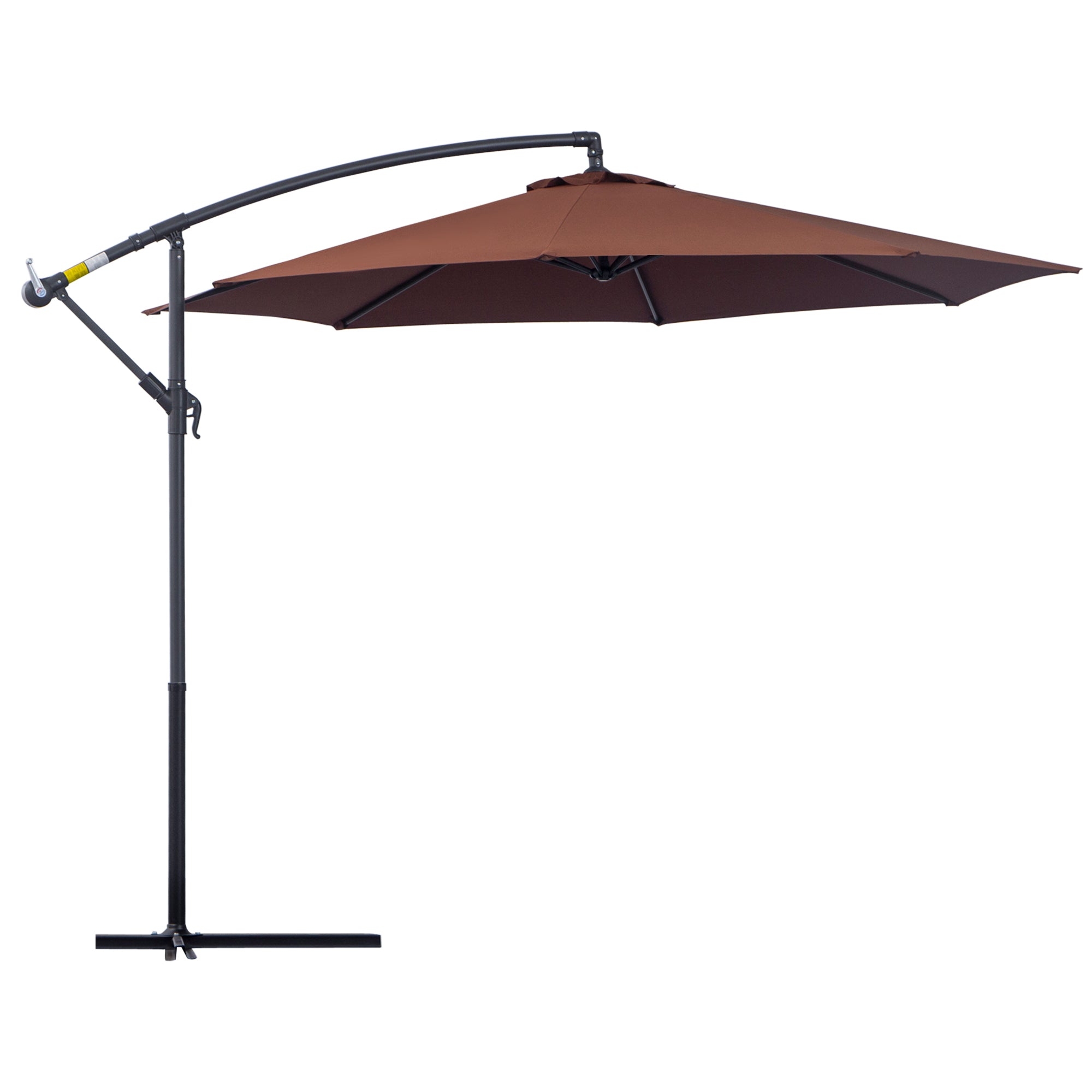 Outsunny Φ3m Hanging Umbrella Parasol-Coffee - North Peak Garden Furniture