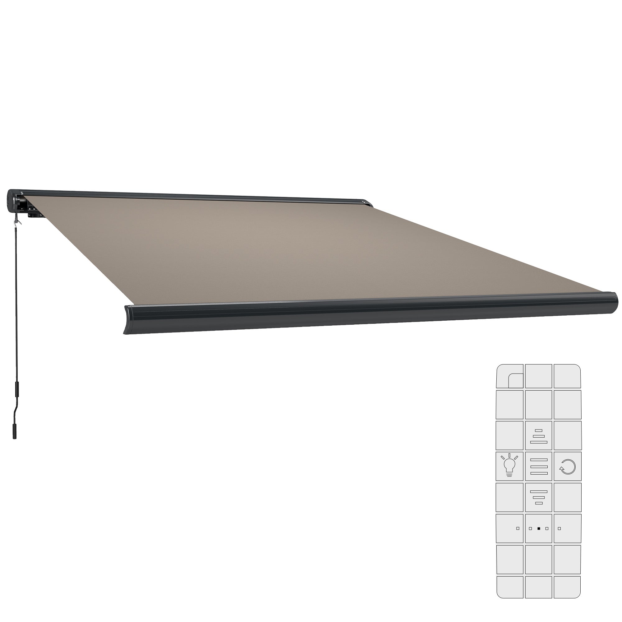 Outsunny 3.5 x 3 m Electric Awning with Remote Controller, Aluminium Frame DIY Retractable Awning, UV50+ Sun Shade Canopy for Garden Patio Deck Door Window, Light Grey - North Peak Garden Furniture