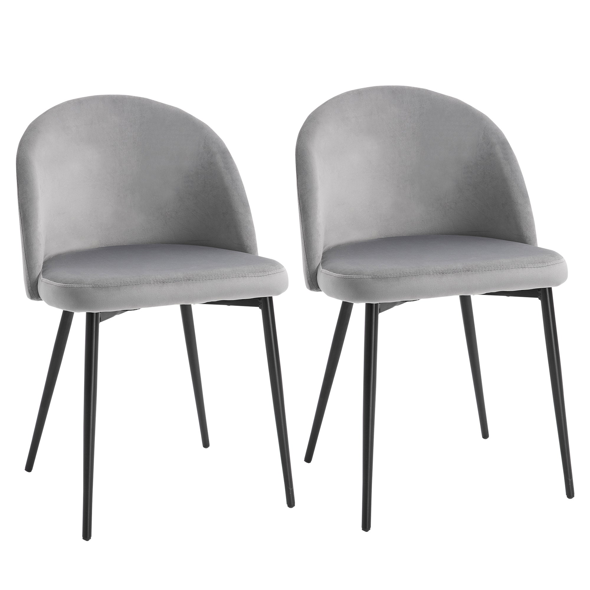 HOMCOM Dining Chairs Set of 2 Contemporary Design for Office Dining Kitchen with Soft Fabric Seat and Back Living Room, Grey - North Peak Garden Furniture