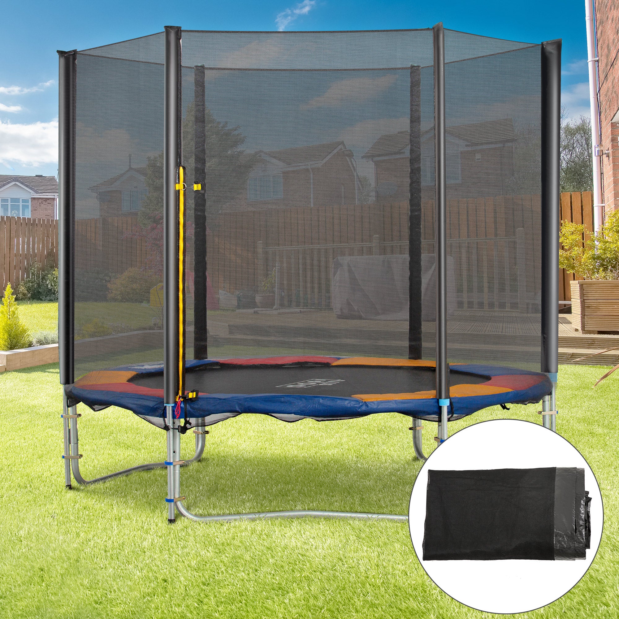 HOMCOM 10ft Trampoline Net Replacement Enclosure, Black - North Peak Garden Furniture