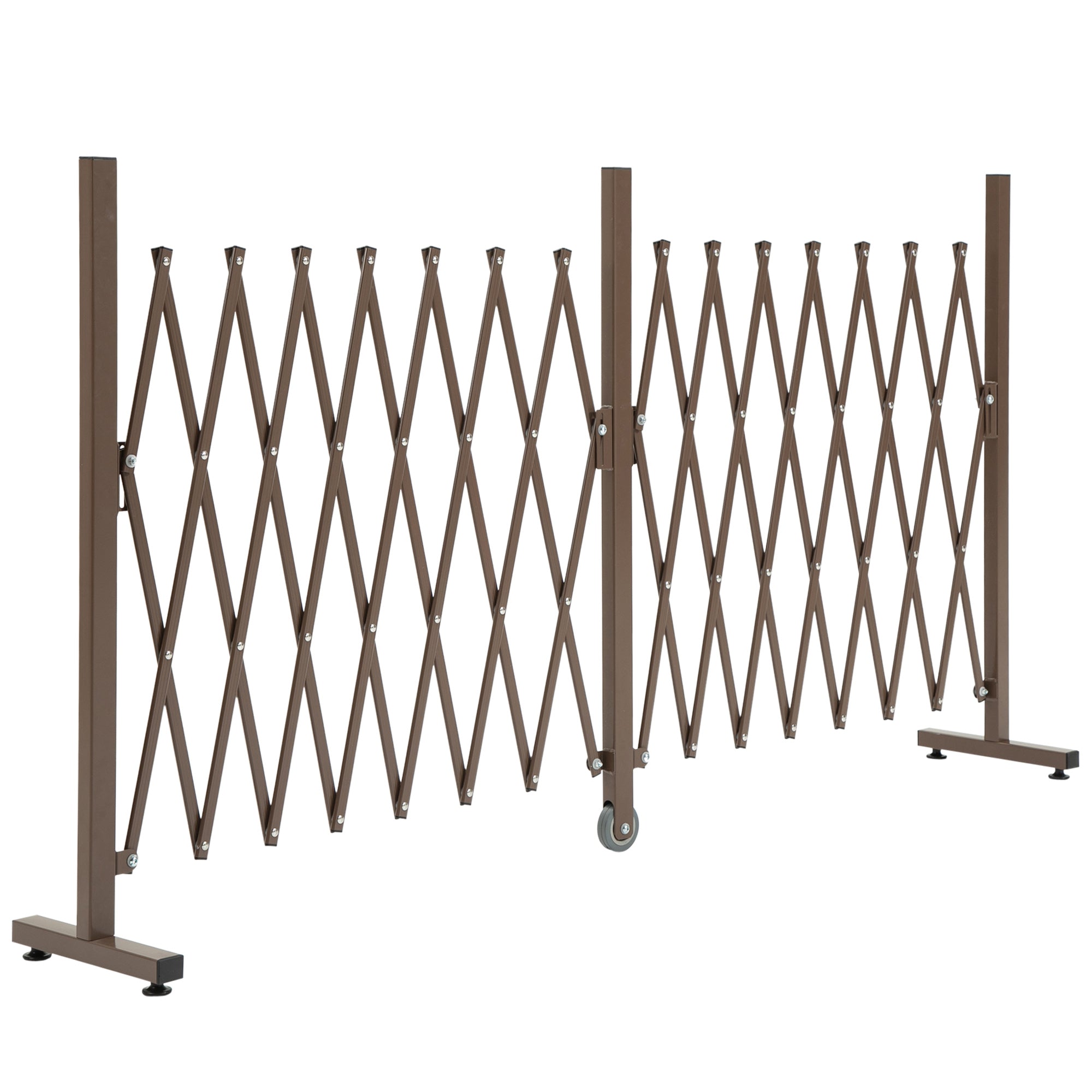 Outsunny Expanding Trellis Fence Freestanding Movable Fence Foldable Garden Screen Panel Aluminium, 405cm x 103.5cm, Dark Brown - North Peak Garden Furniture