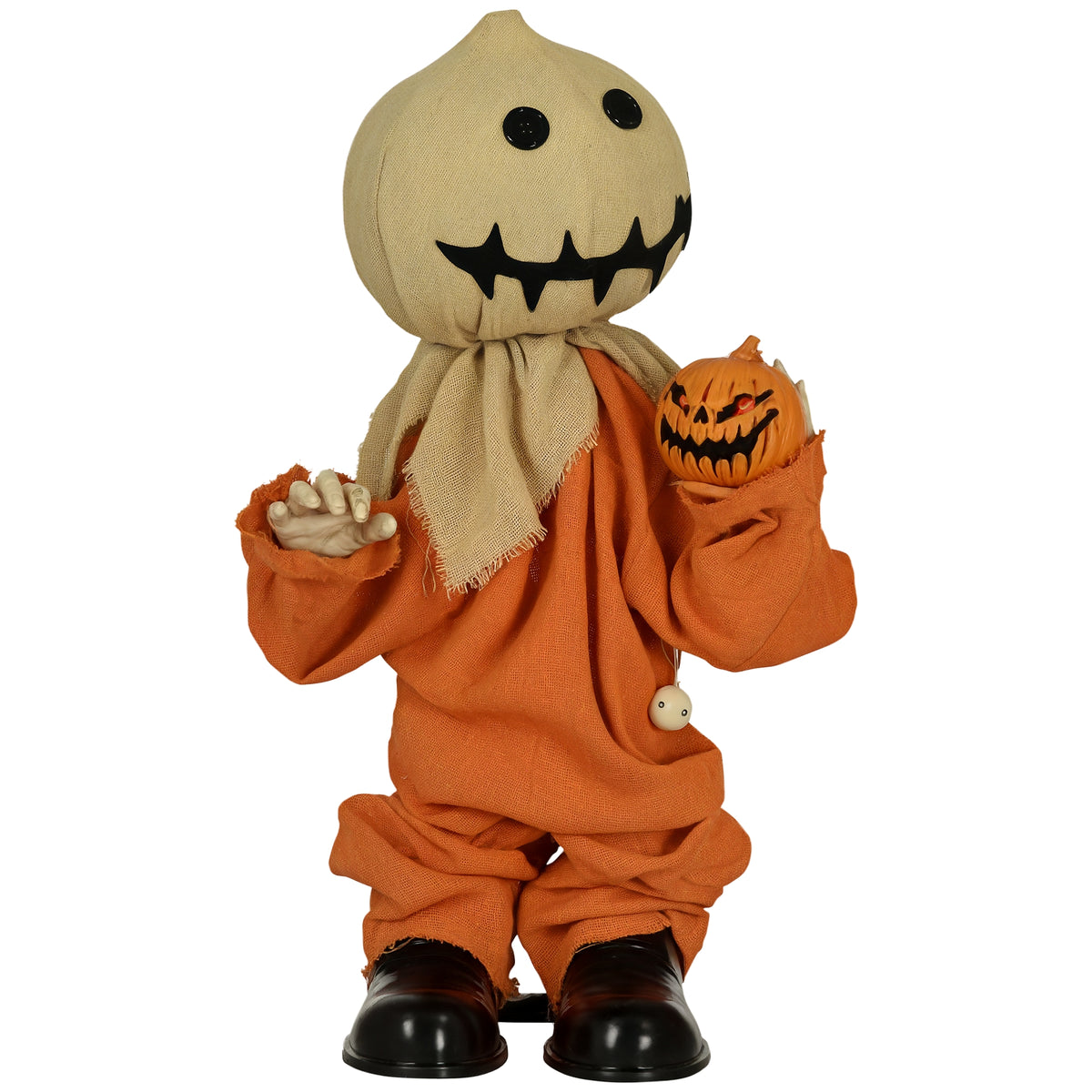 HOMCOM 77cm Halloween Scarecrow Decoration, Outdoor Activated Prop with Light Up Eyes, Sound Activated