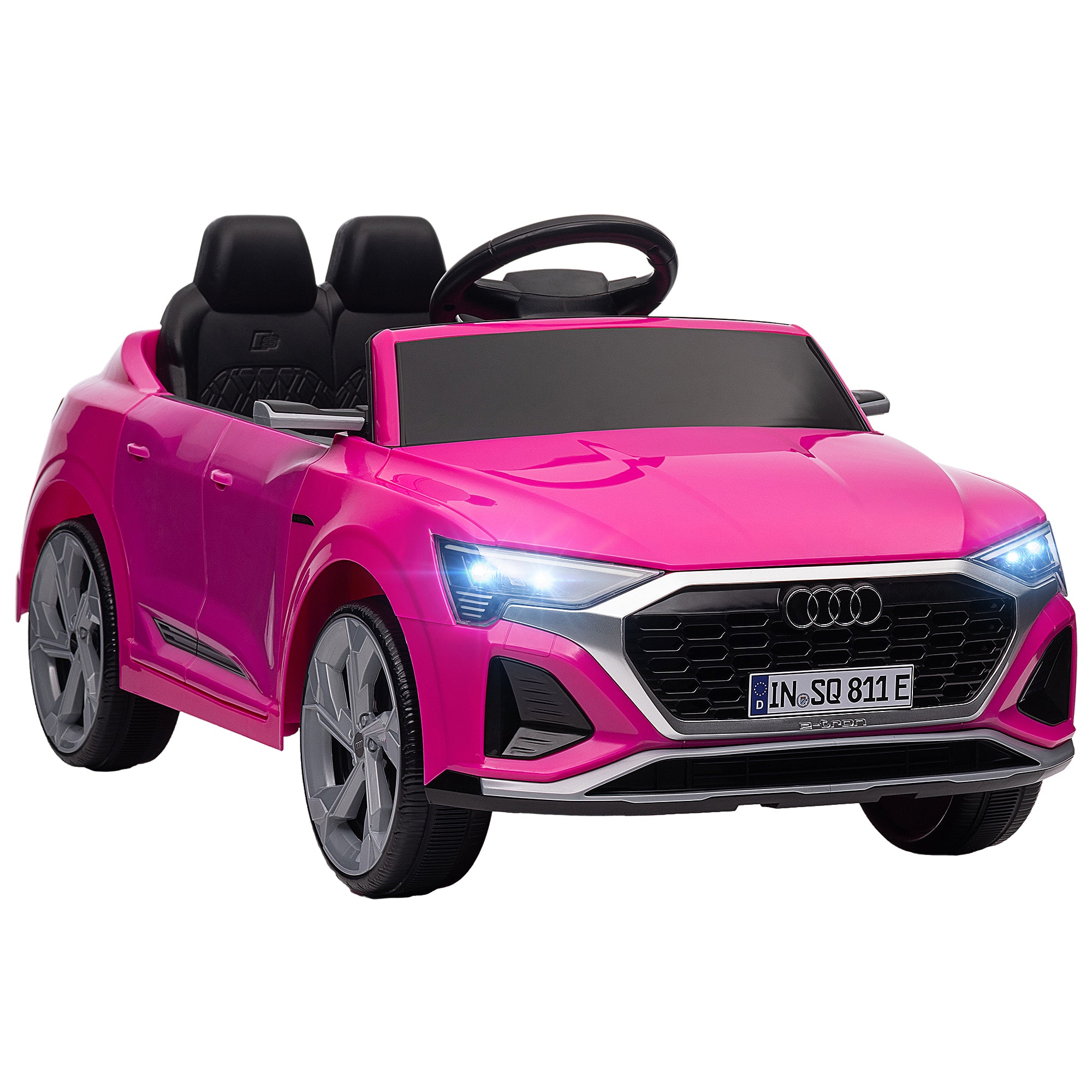 AIYAPLAY Audi Q8 e-tron Sportback Licensed 12V Ride on Car w/ Remote, 4 Spring Suspension Wheels, Headlights, Music, Horn - Pink - North Peak Garden Furniture